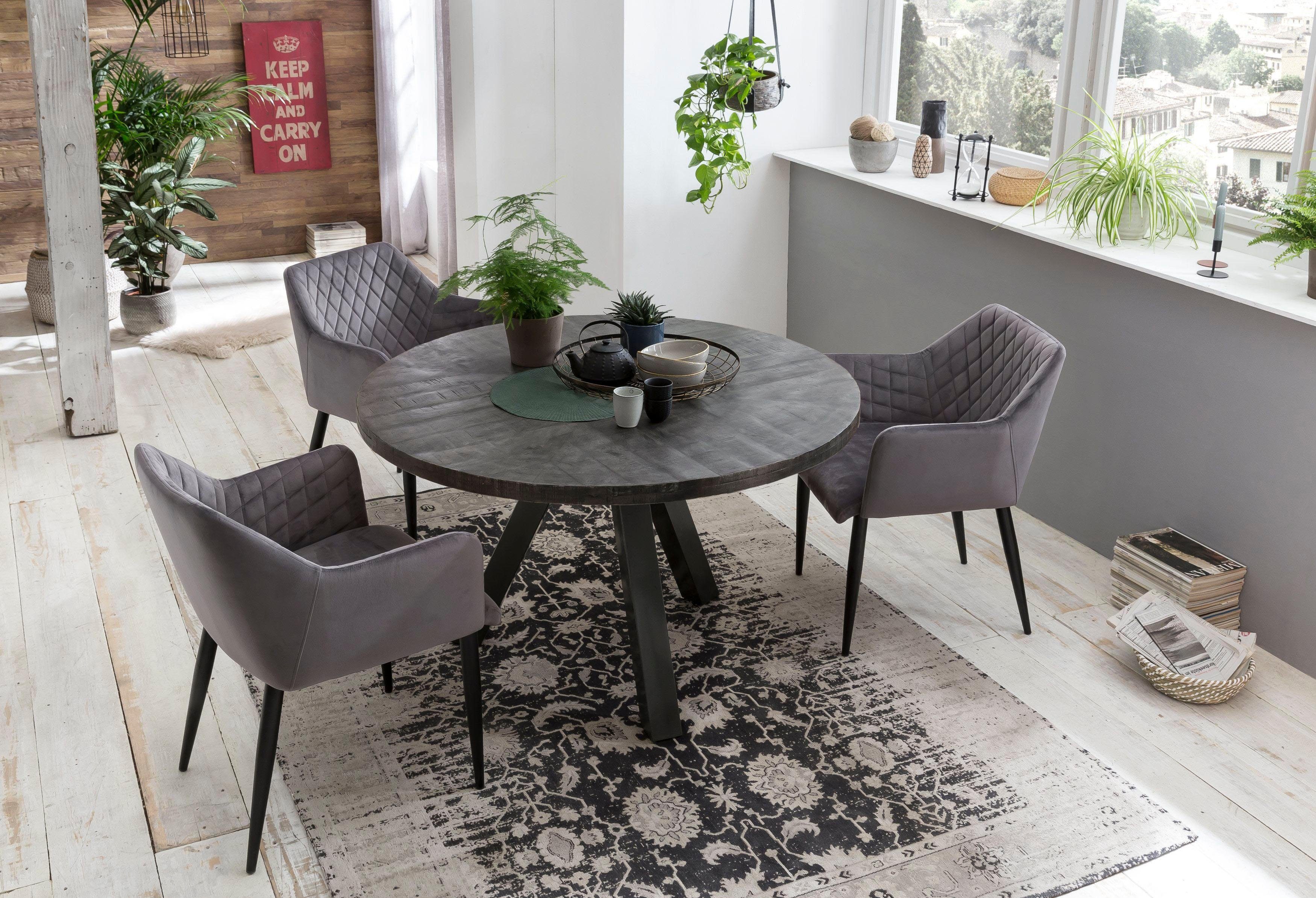 SIT Eettafel Tops&Tables met massief houten blad van mangohout, ronde tafel