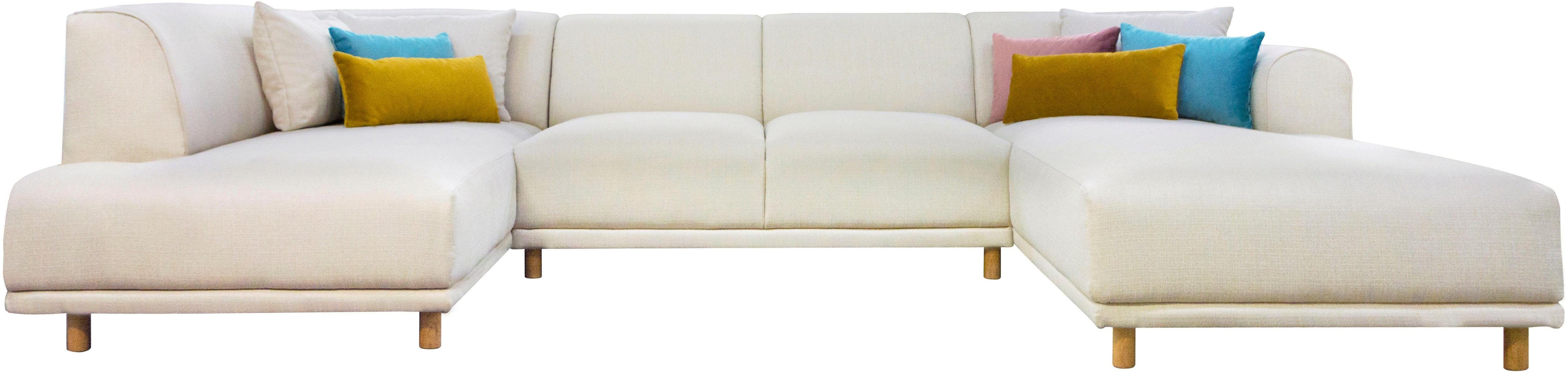 andas Zithoek Maroon U-vorm in een scandinavisch design, met losse kussens