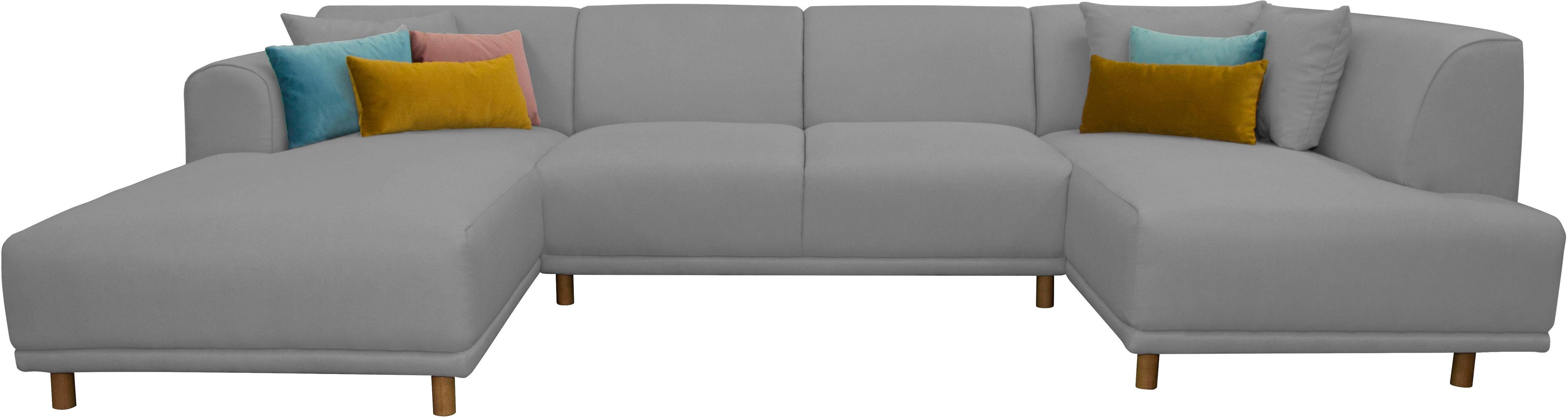 andas Zithoek Maroon U-vorm in een scandinavisch design, met losse kussens