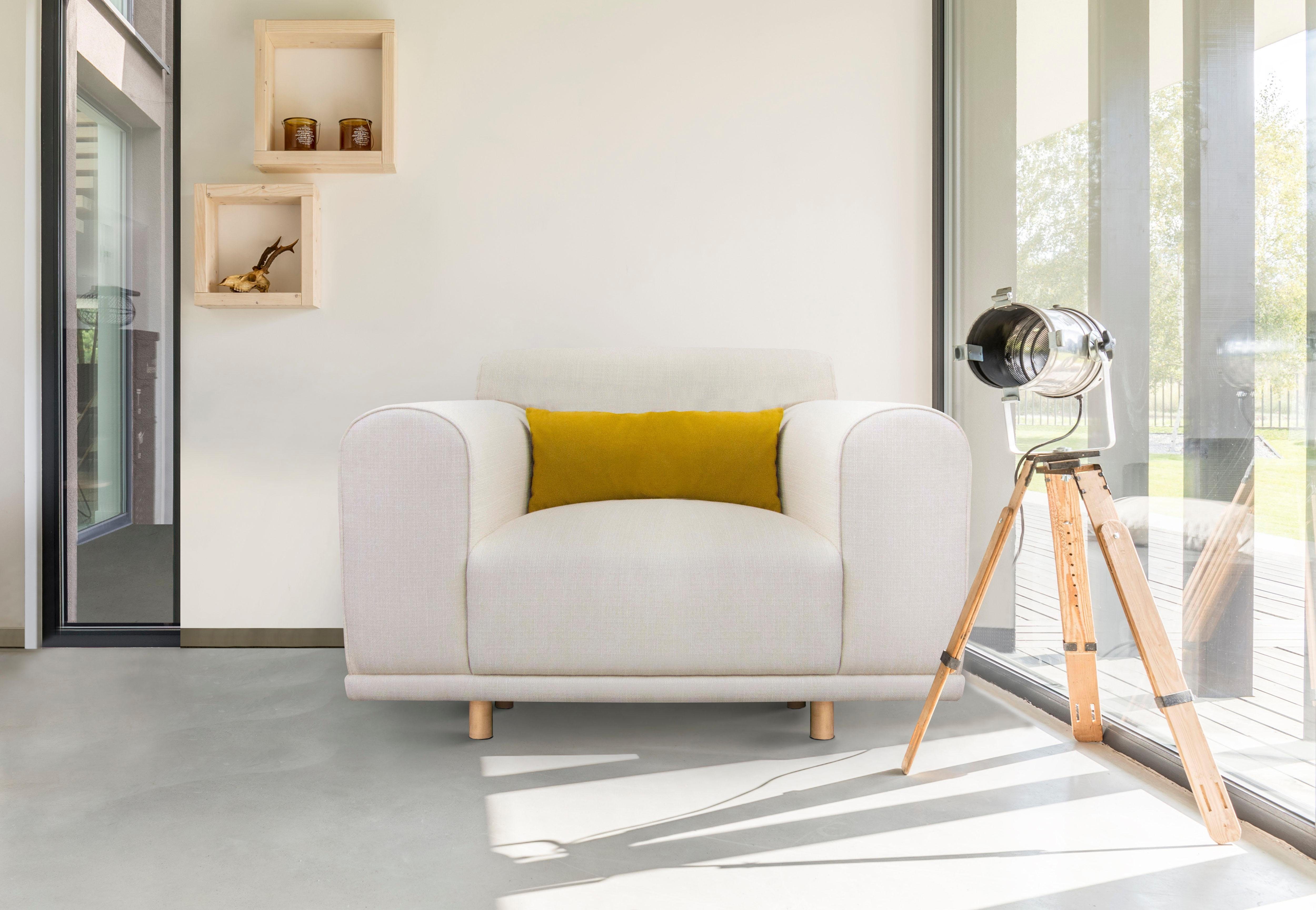 andas Loveseat Maroon stoel in een scandinavisch design, met losse kussens (set) fauteuils beige