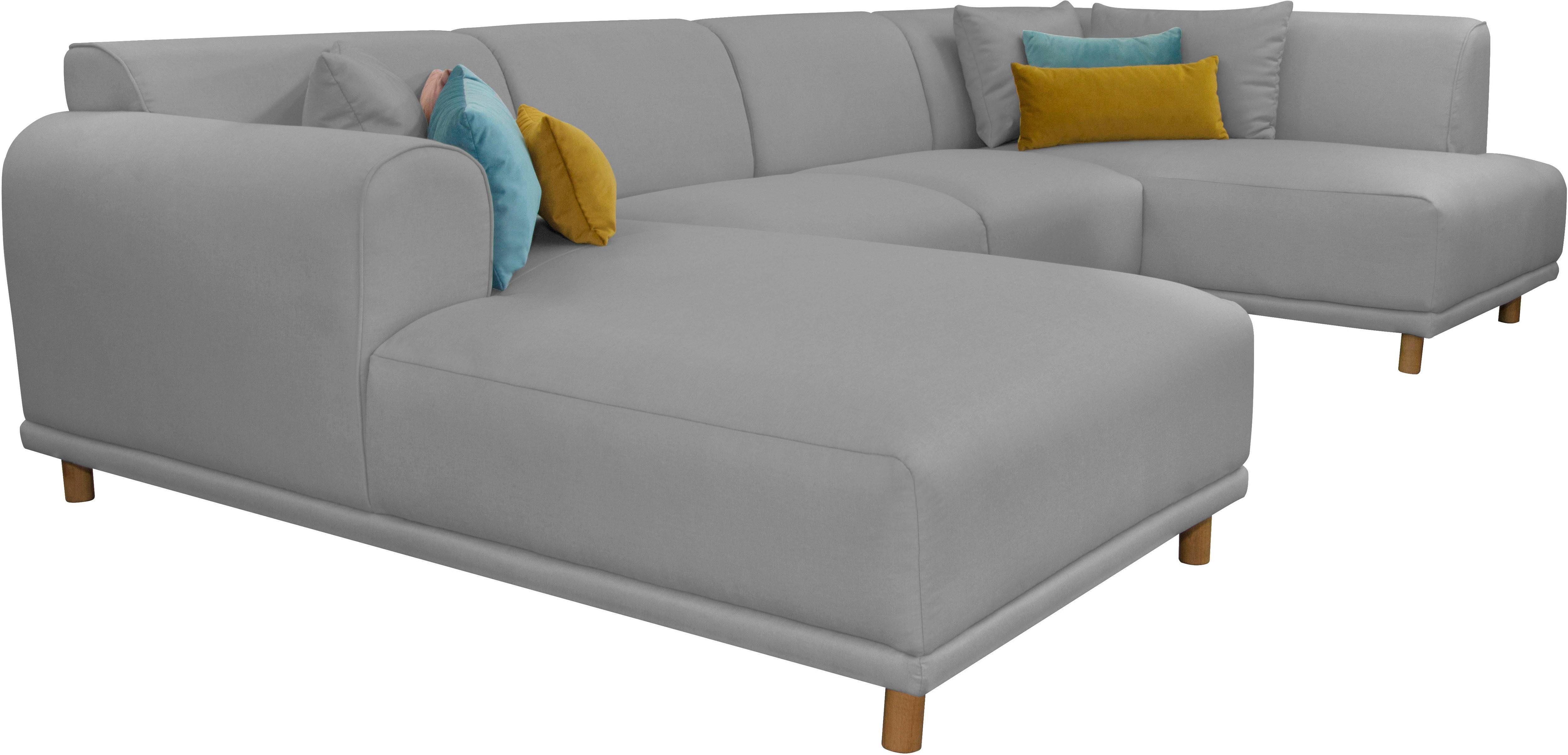 andas Zithoek Maroon U-vorm in een scandinavisch design, met losse kussens