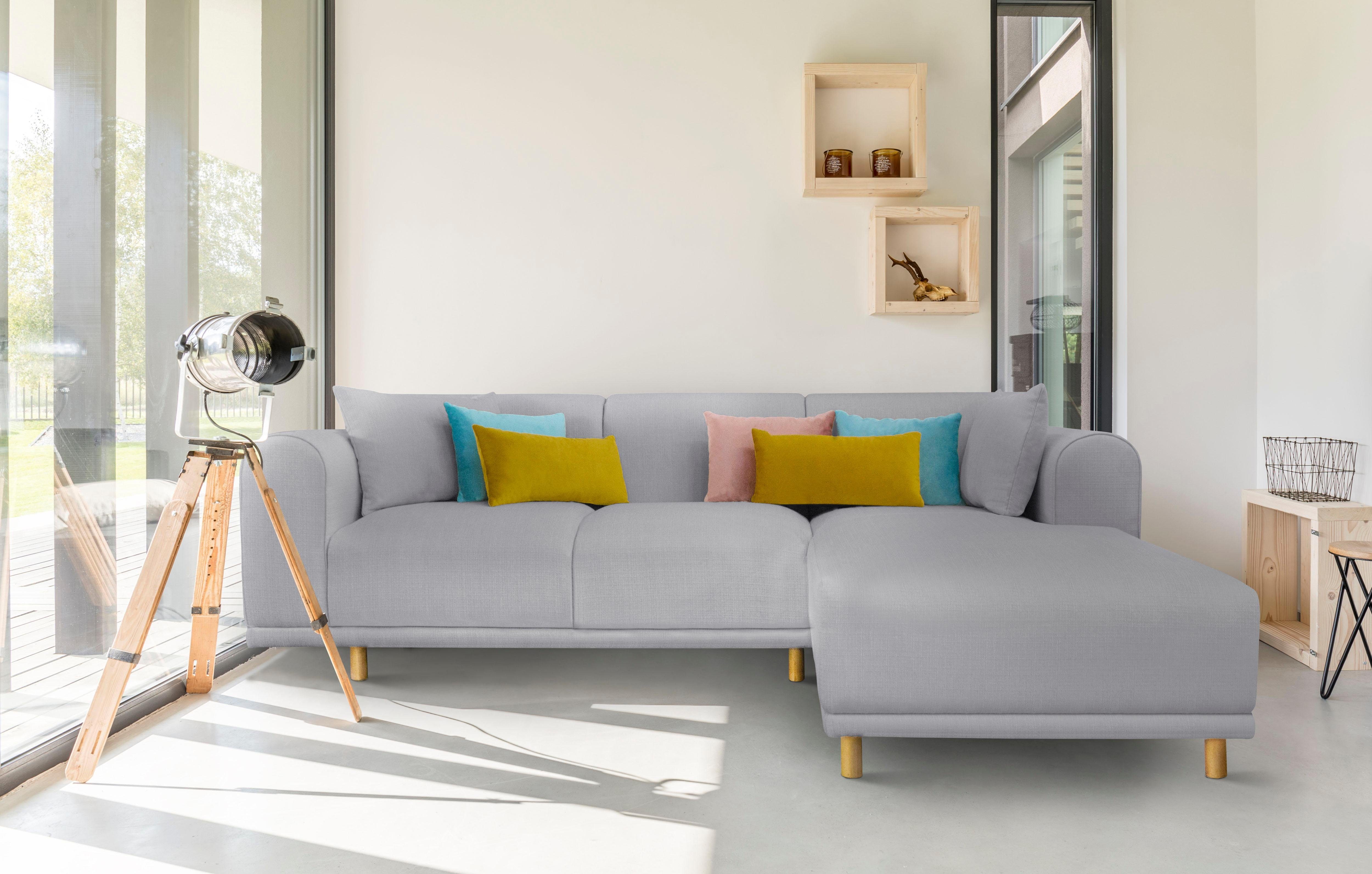 Andas Hoekbank Maroon L-vorm in een scandinavisch design, met losse kussens