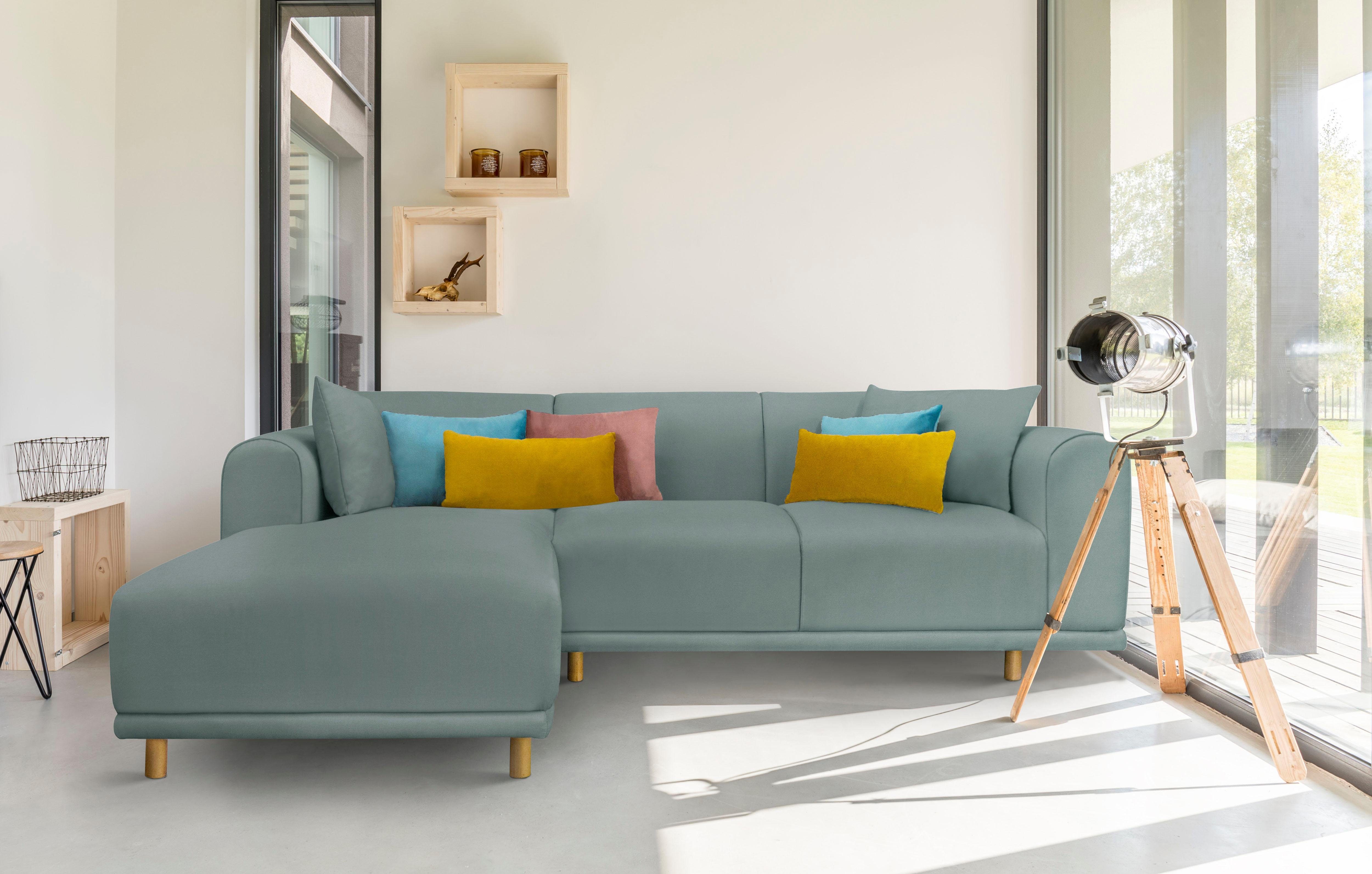 Andas Hoekbank Maroon L-vorm in een scandinavisch design, met losse kussens