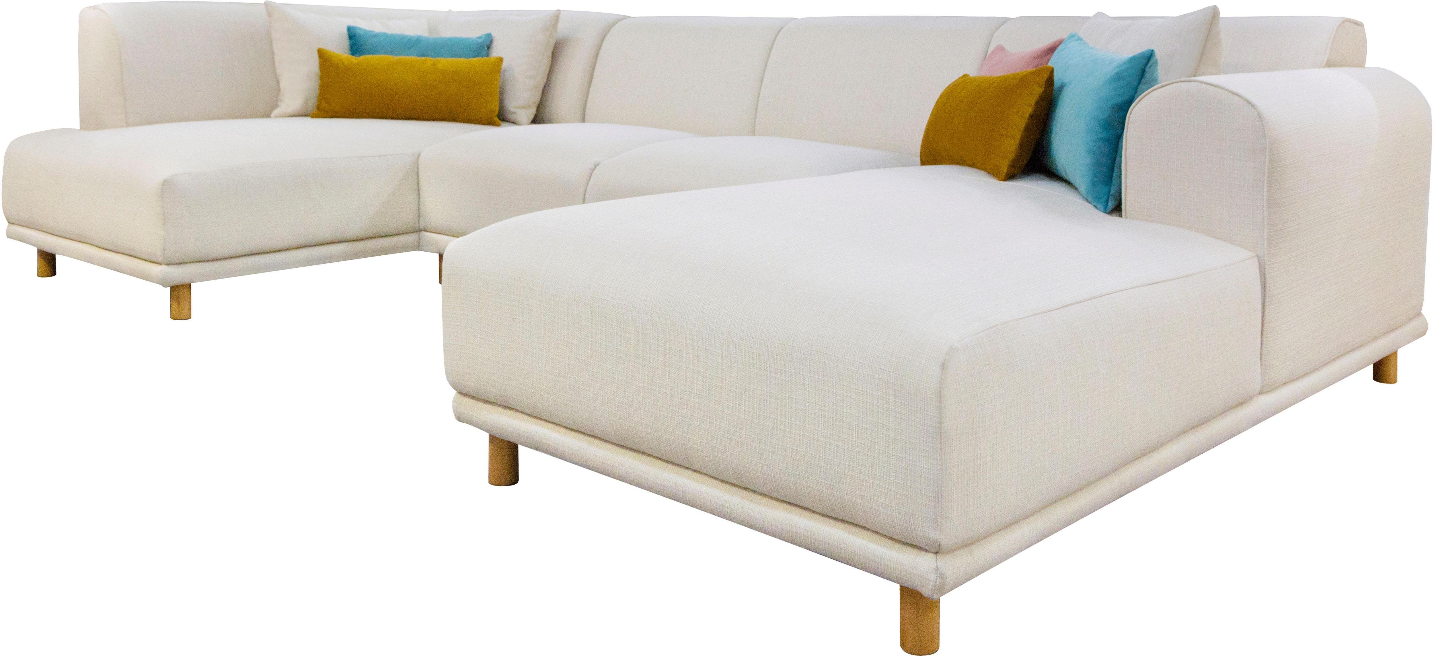 andas Zithoek Maroon U-vorm in een scandinavisch design, met losse kussens
