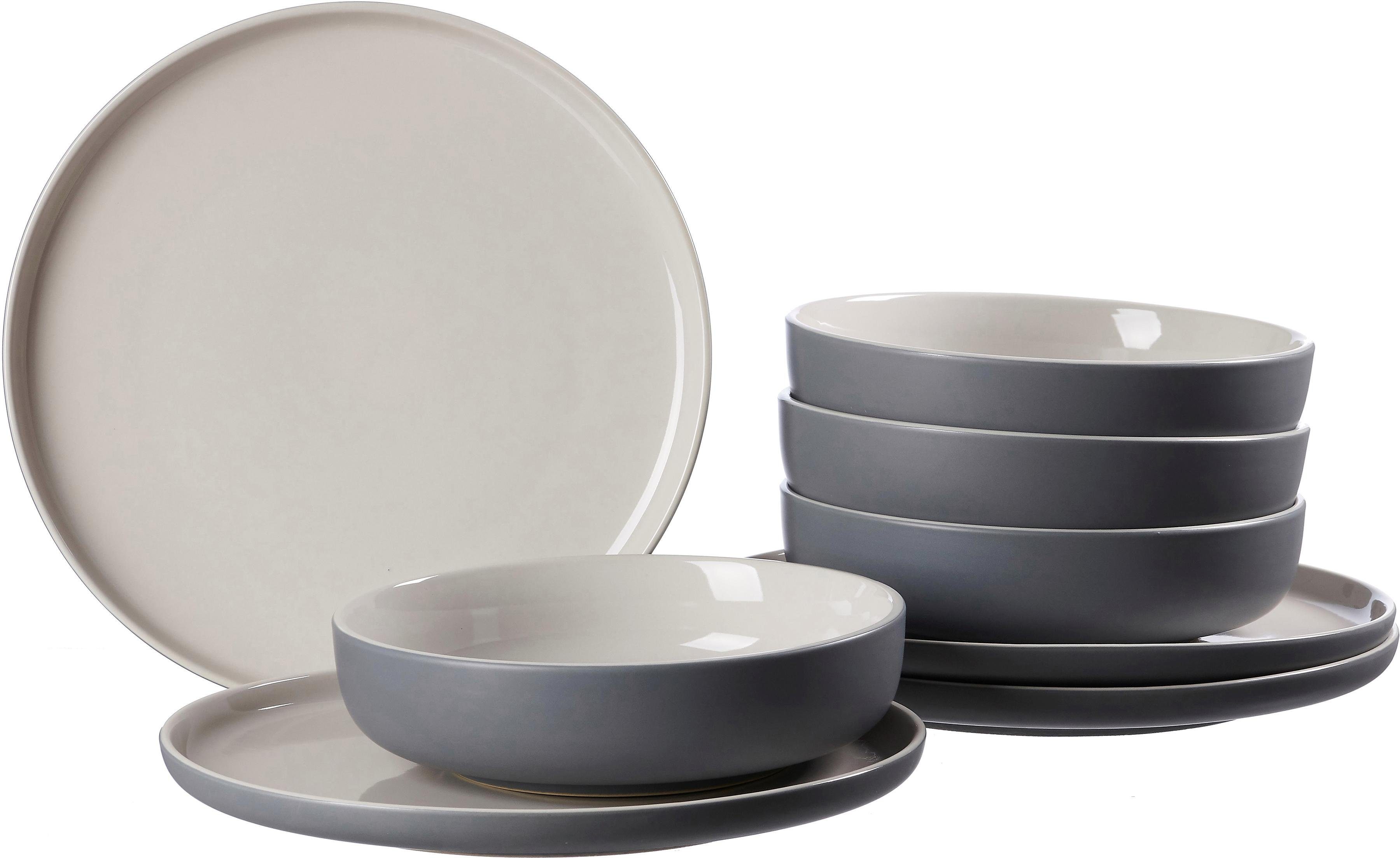 Ritzenhoff & Breker Eetservies Bordenset, Serviesset Jasper Scandinavische stijl, 8 delen, voor 4 personen (set, 8-delig) serviezen grijs