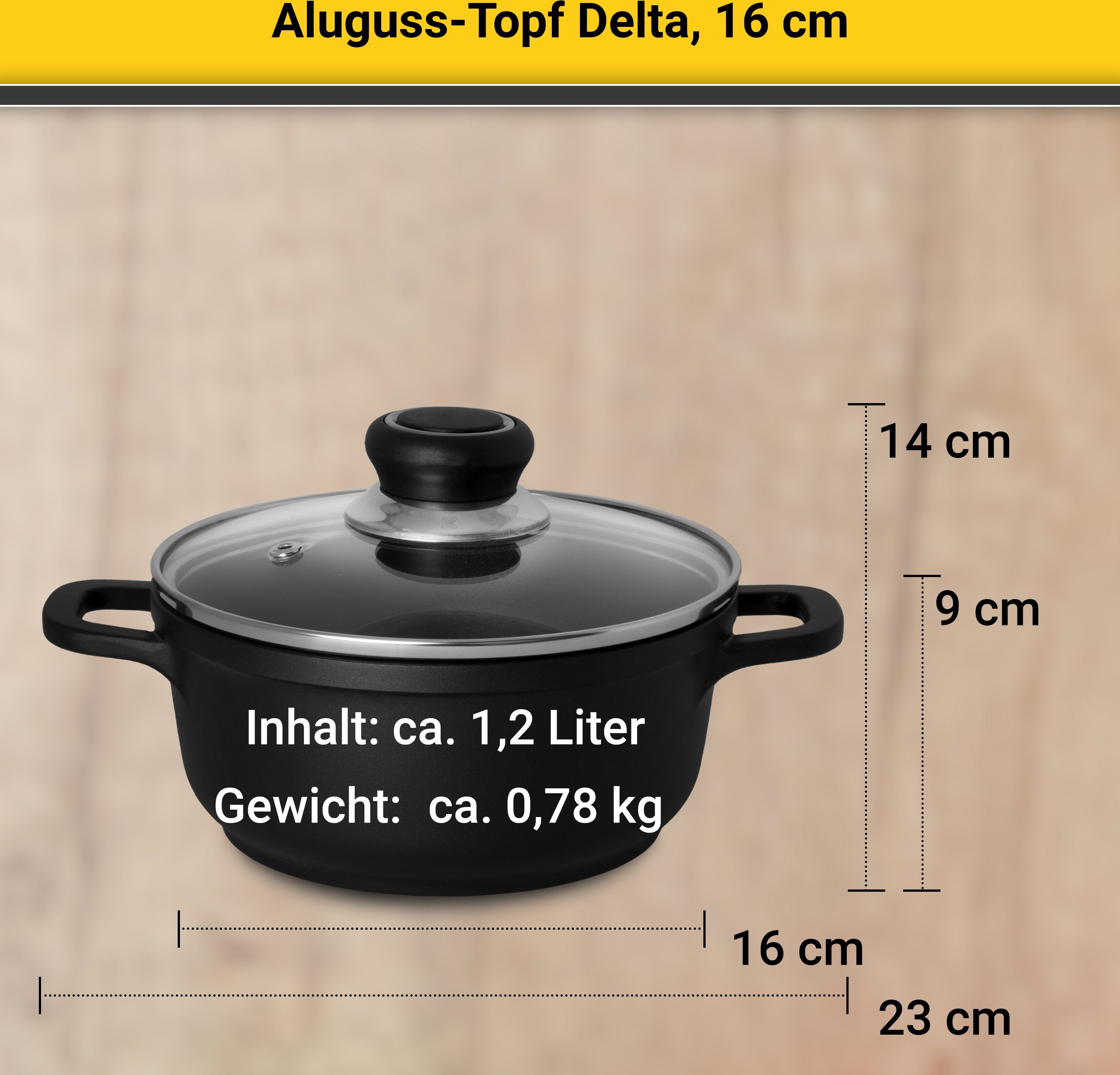 Krüger Braadpan Gietaluminium braadpan met glazen deksel delta (1-delig)