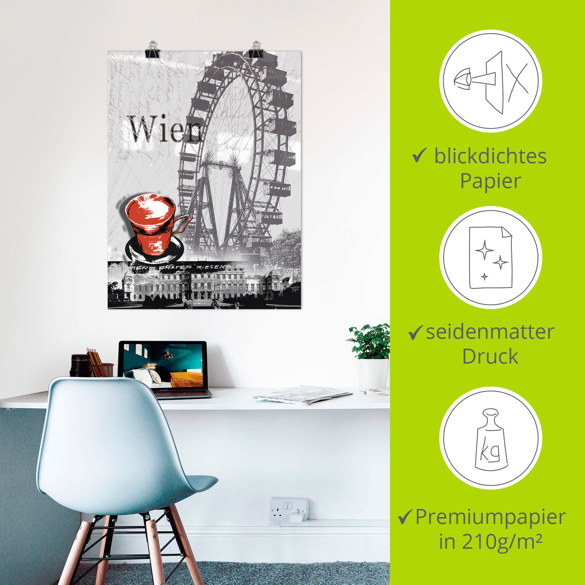 Artland Artprint Wenen - melange - koffie als artprint van aluminium, artprint voor buiten, artprint op linnen, poster in verschillende maten. maten