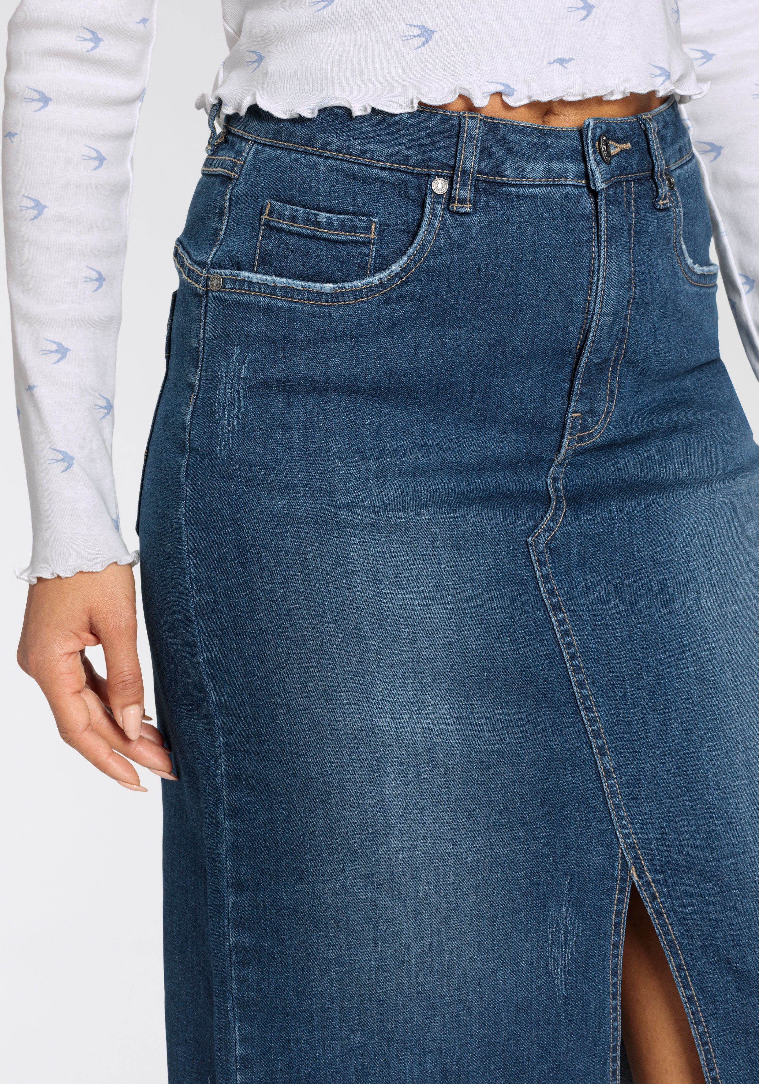 KangaROOS Jeans rok in midi-lengte met split
