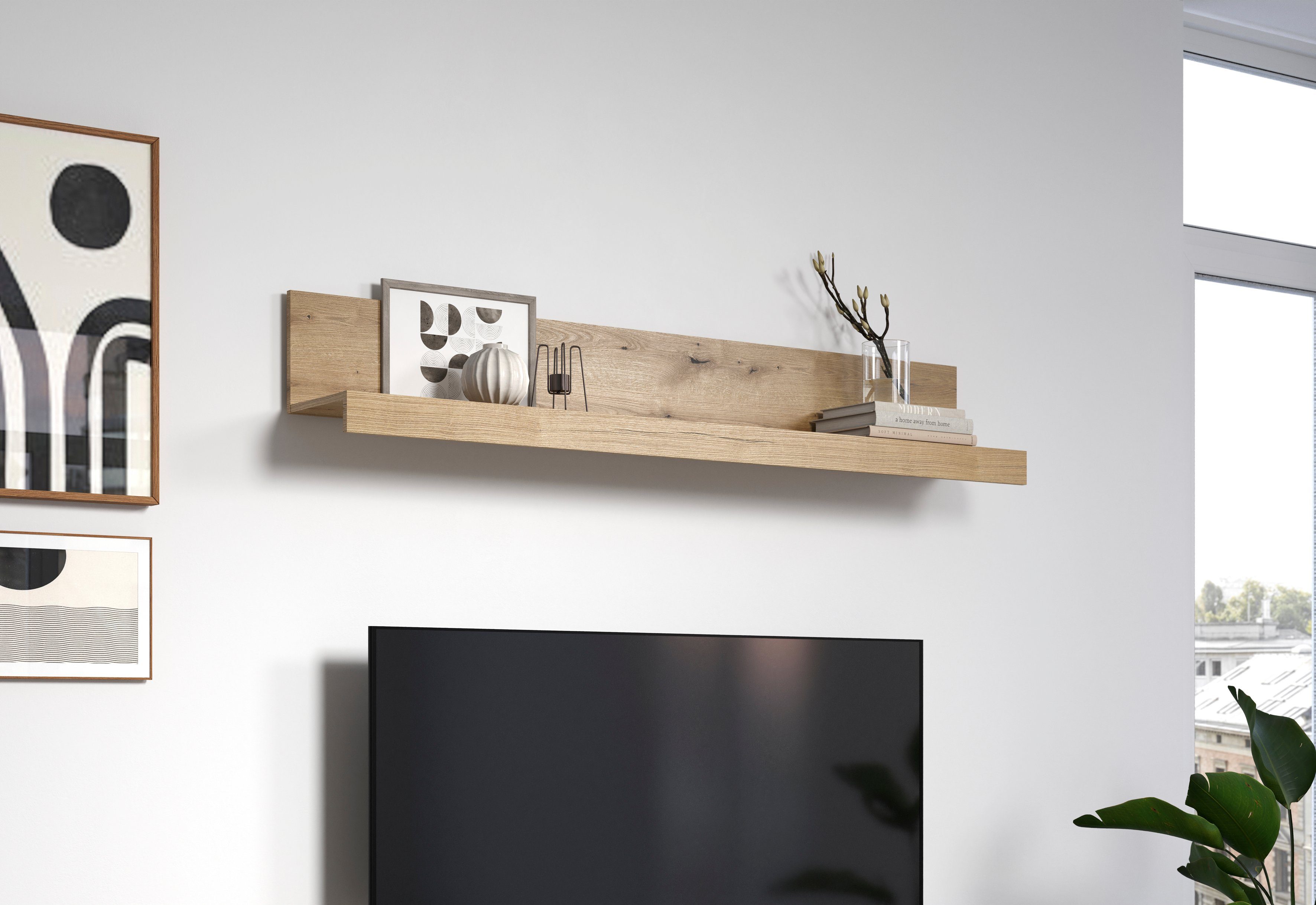 Home affaire Wandplank Gent Ideaal voor decoraties - gemonteerd (B/D/H): 180x26x31 cm (1 stuk)