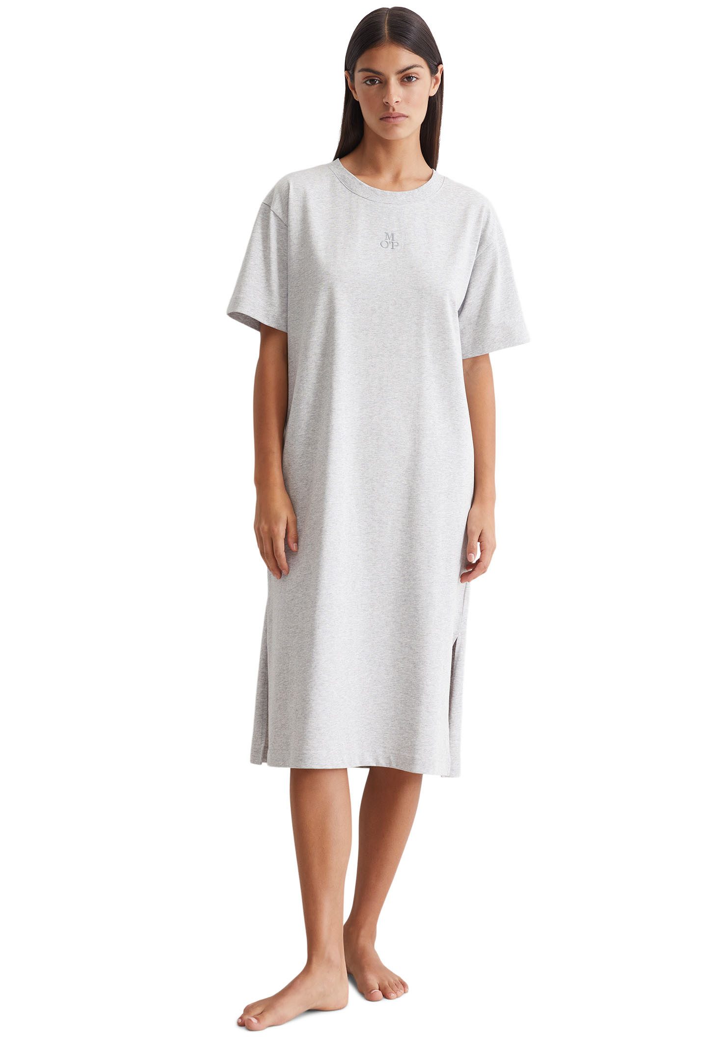 Marc O'Polo Nachthemd Heavy Jersey-Woven met hoge zijnaad-splitten dames nachthemden maat L grijs