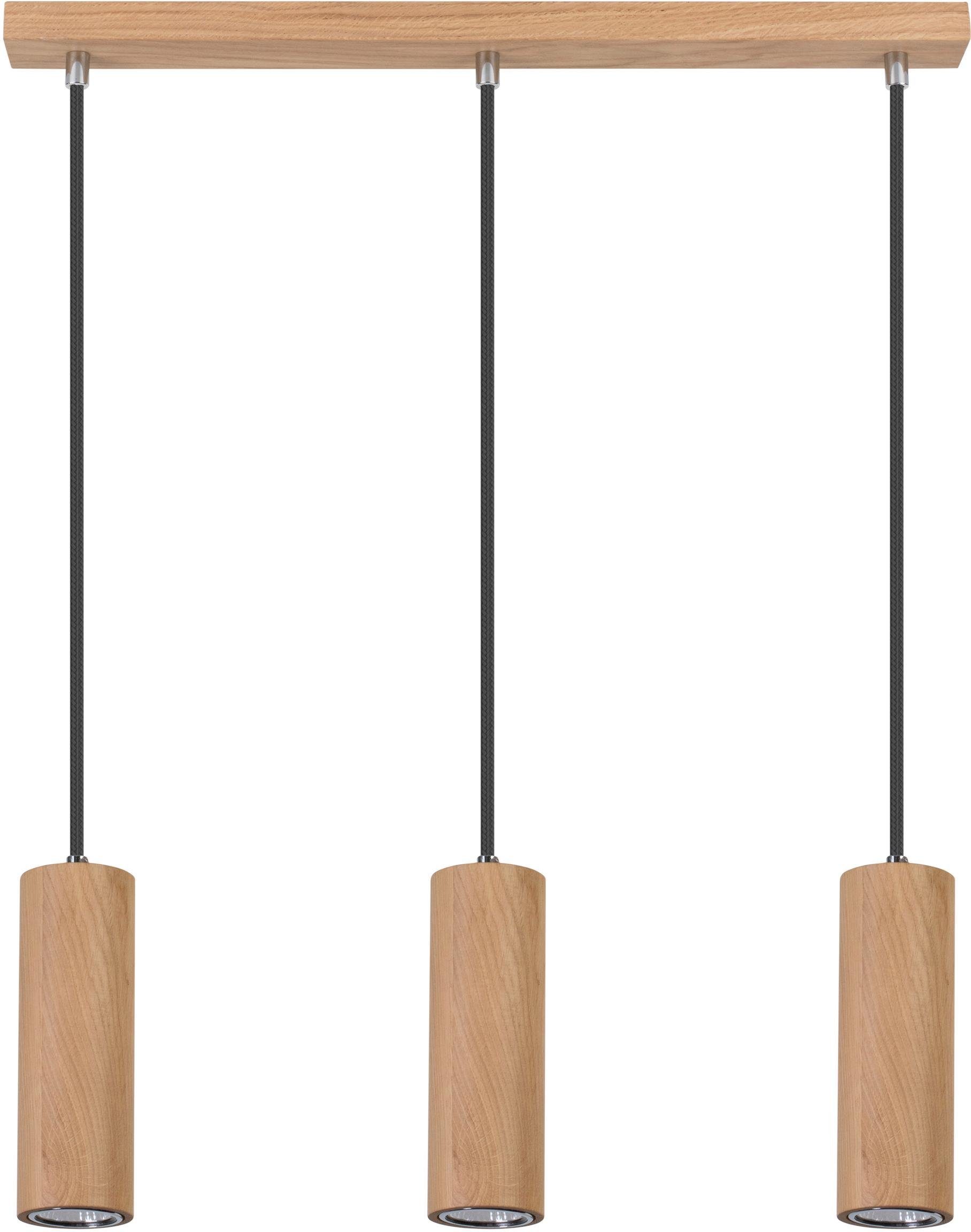 SPOT Light Hanglamp PIPE Hanglamp, natuurproduct van eikenhout, FSC®-gecertificeerd, GU10-ledverlichting inclusief, led verwisselbaar, met textielen kabel, Made in EU