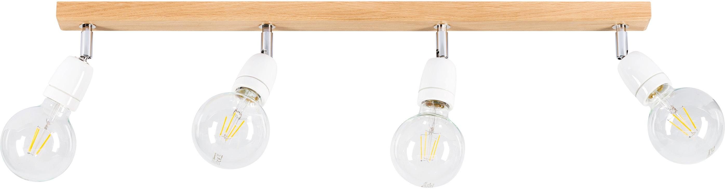 BRITOP LIGHTING Plafondlamp PORCIA WOOD Retrodesign met porselein en eikenhout, flexibel instelbaar