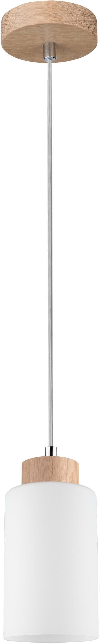 SPOT Light Hanglamp BOSCO WOOD Hanglamp, natuurproduct van eikenhout, duurzaam, kap van glas hanglampen wit