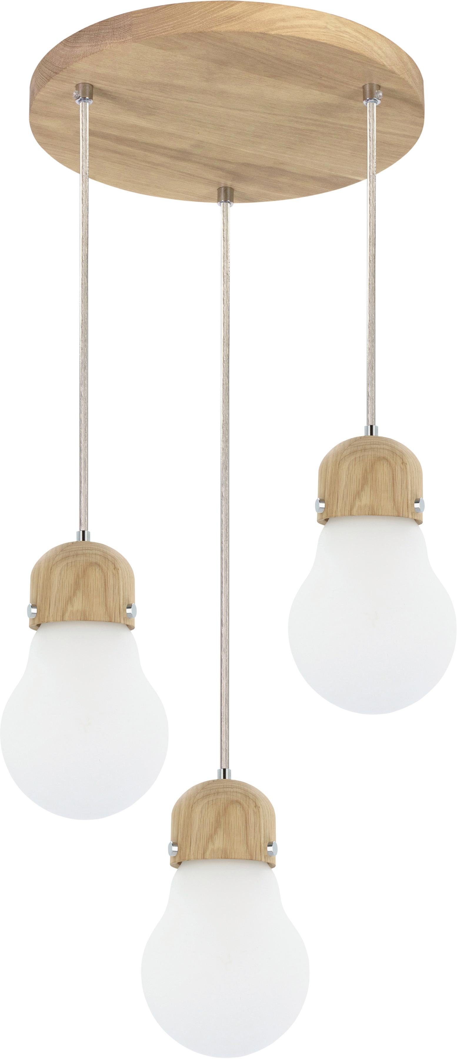 BRITOP LIGHTING Hanglamp Bulb WOOD Hanglamp, natuurproduct van eikenhout, duurzaam met FSC®-certificaat, hoogwaardige kap van glas, kabel in te korten, Made in EU