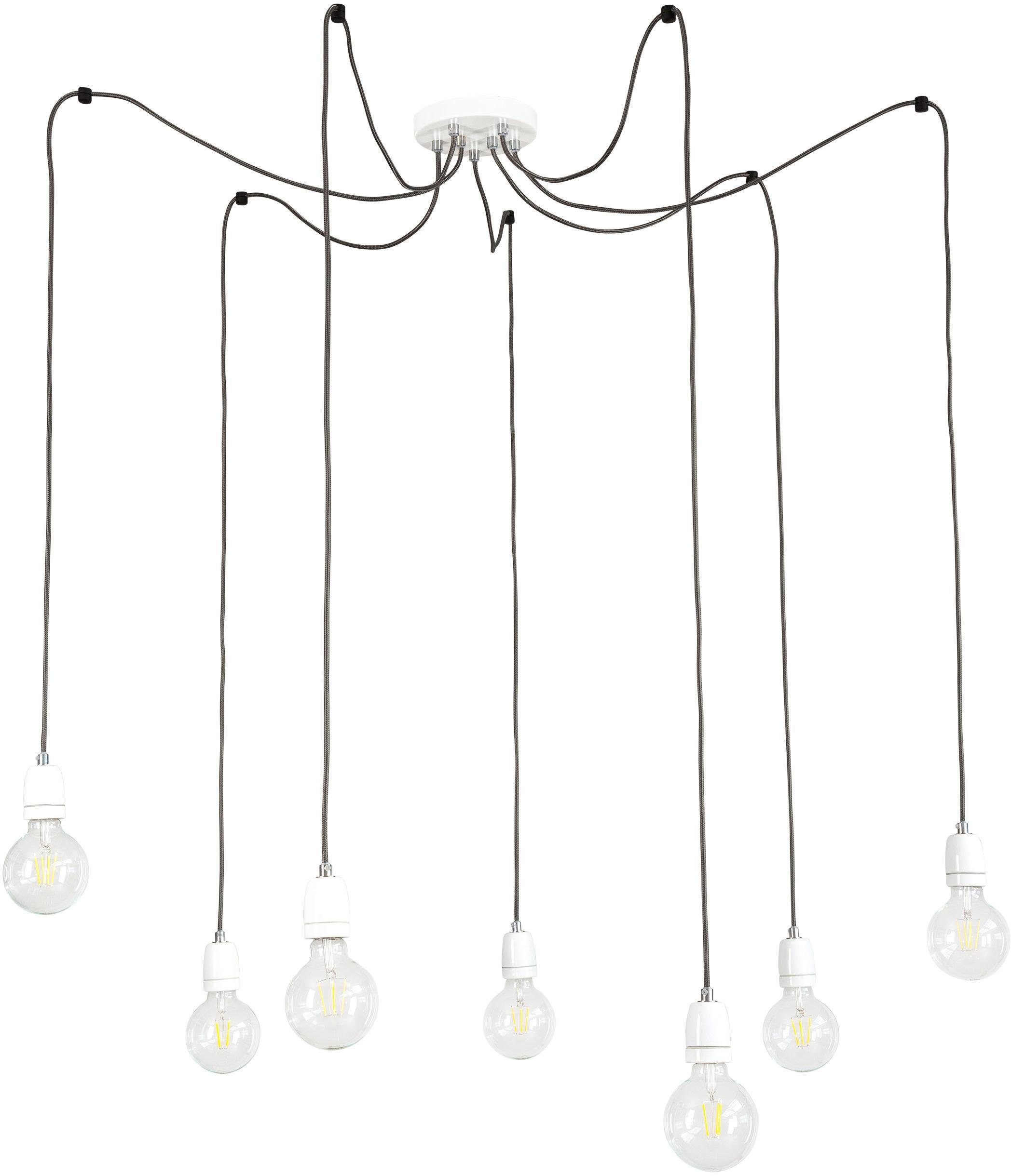 BRITOP LIGHTING Hanglamp PORCIA SPIDER Hanglamp, retrodesign met porselein, textielen kabel in antraciet