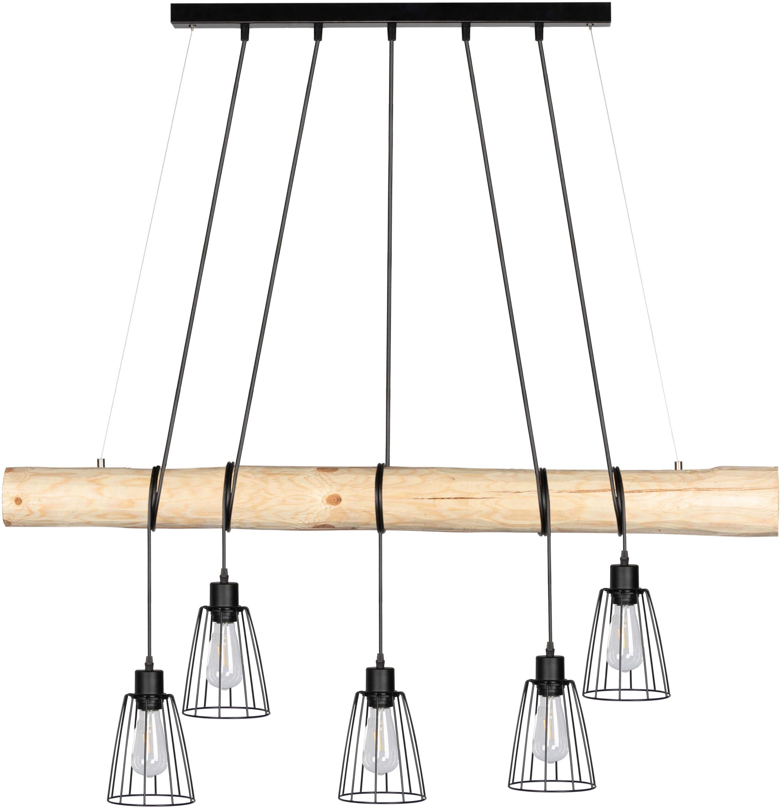 SPOT Light Hanglamp TRABO LONG Hanglamp, met massief houten balken ø 8-12 cm, natuurproduct met FSC®-certificaat, in te korten, bijpassende LM E27, Made in Europe