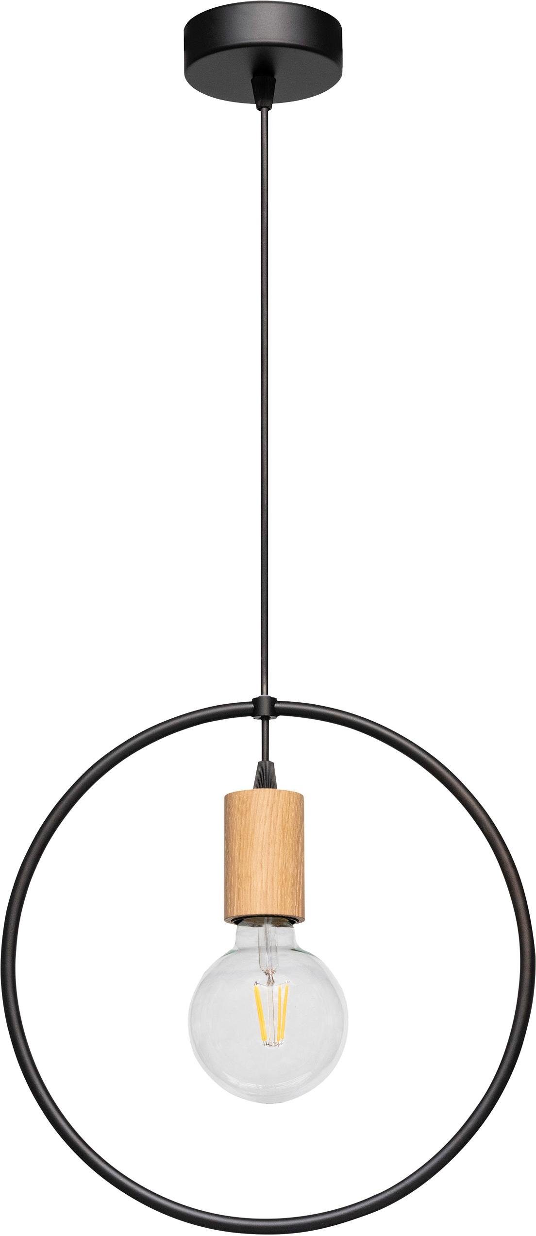 spot light hanglamp carsten wood hanglamp, moderne lamp van metaal en eikenhout zwart