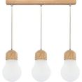 britop lighting hanglamp bulb wood hanglamp, natuurproduct van eikenhout, duurzaam met fsc-certificaat, hoogwaardige kap van glas, kabel in te korten, made in eu wit