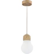 britop lighting hanglamp bulb wood hanglamp, natuurproduct van eikenhout, duurzaam met fsc-certificaat, hoogwaardige kap van glas, kabel in te korten, made in eu wit