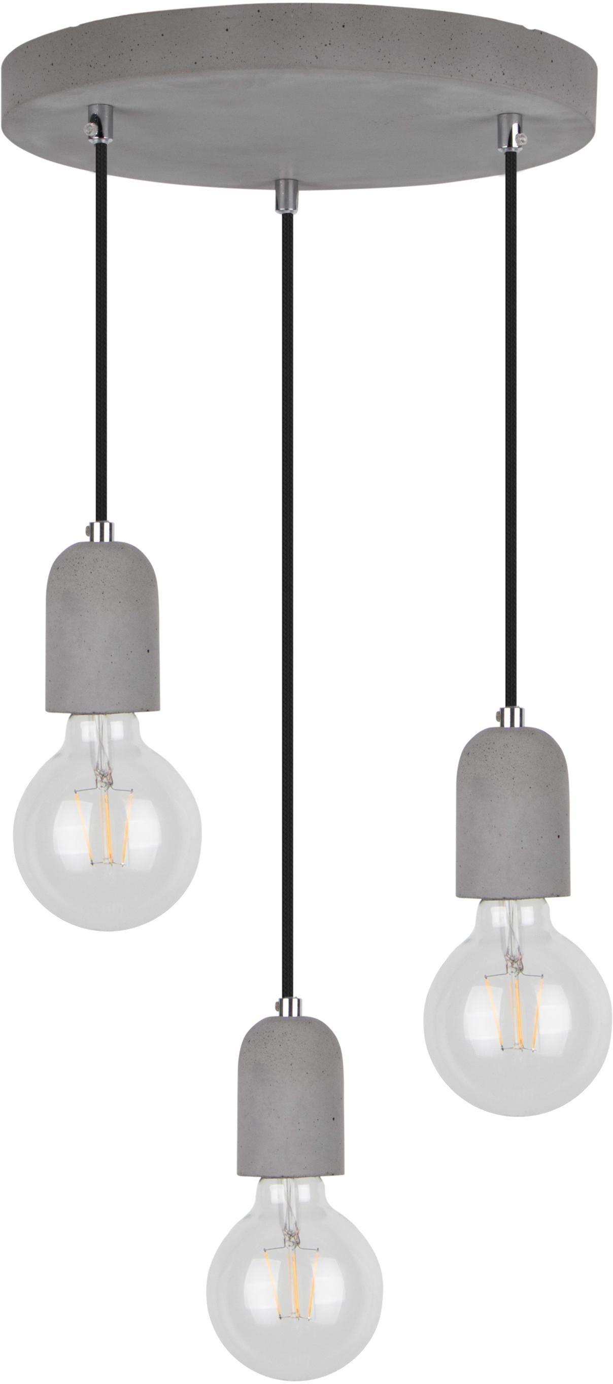 spot light hanglamp amory hanglamp, echt beton - met de hand gemaakt, textielen kabel, natuurproduct grijs