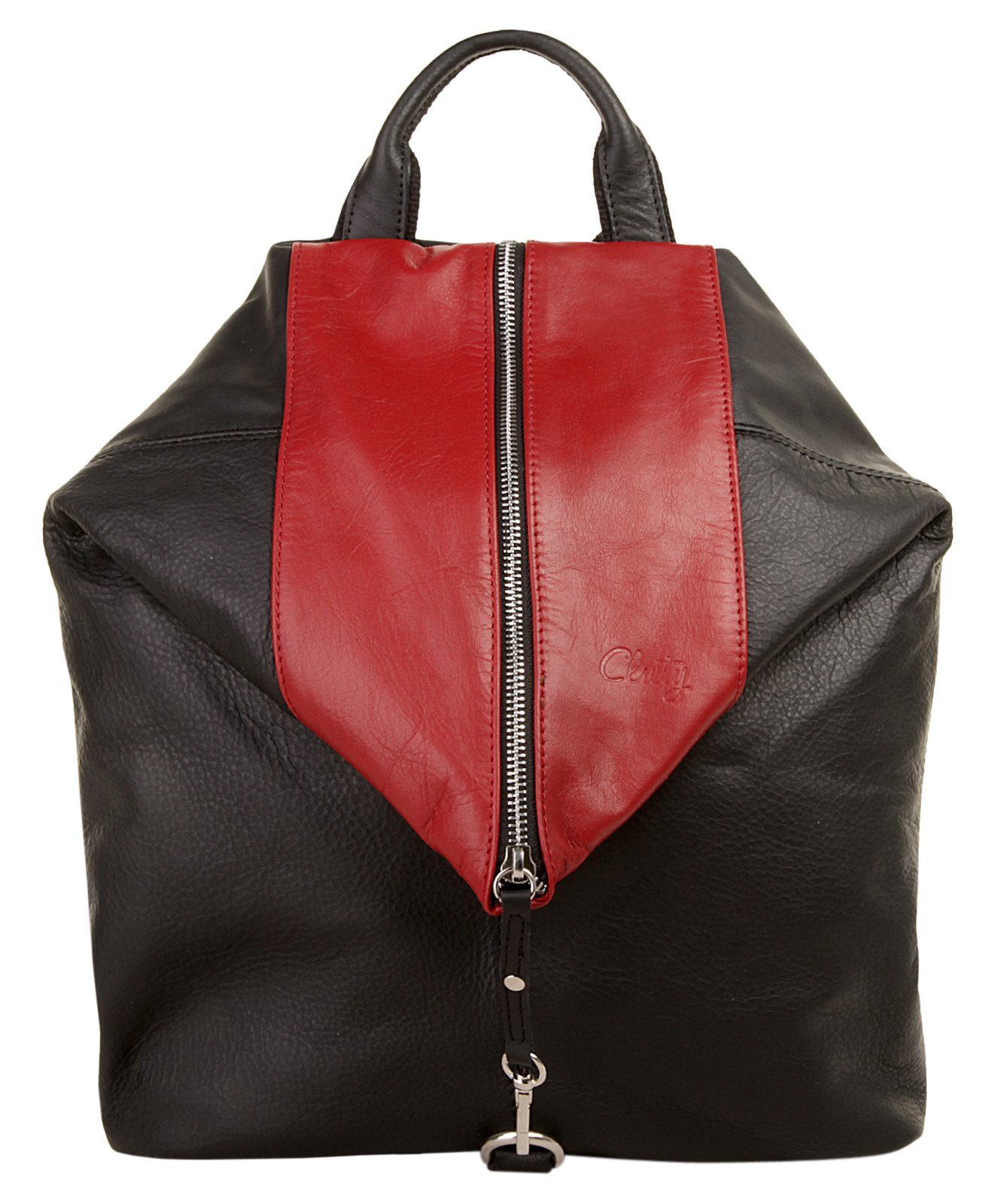 Cluty Rugzak echt leer, made in italy dames rugzakken maat onesize rood