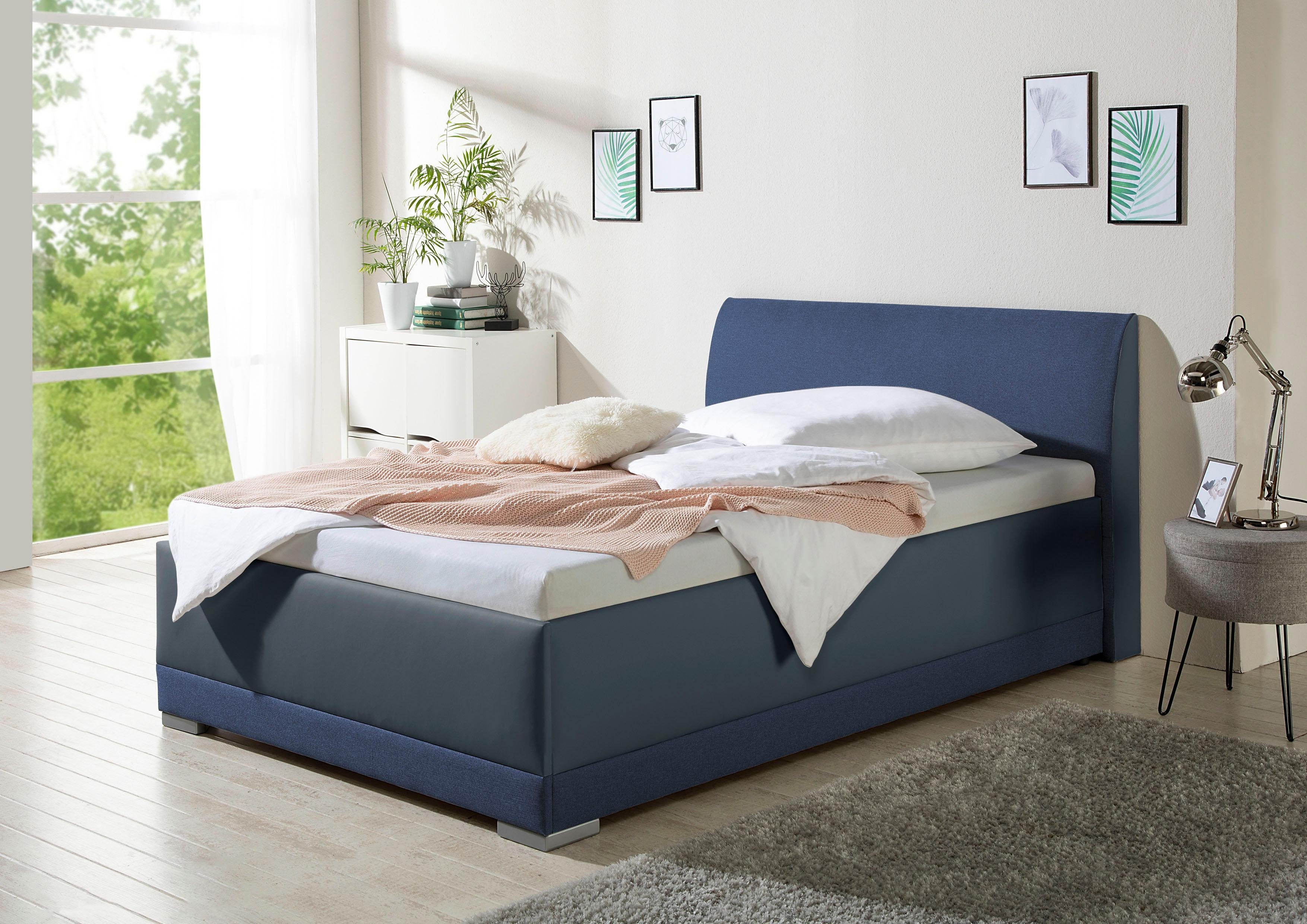Maintal Gestoffeerd bed Makana met bedlade, ook beschikbaar in h4 bedden blauw