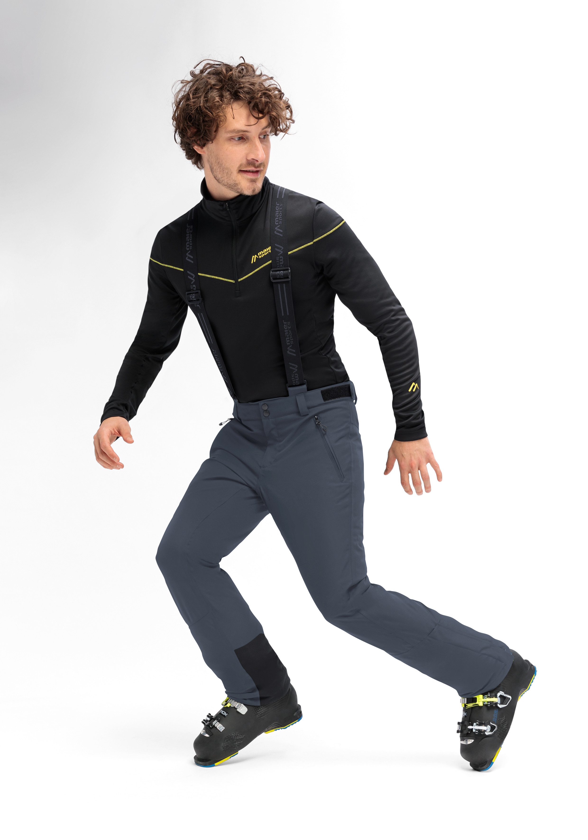 Maier Sports Skibroek Anton slim 2.0 Heren sneeuwbroek met bretels, wind/waterdicht, slim fit