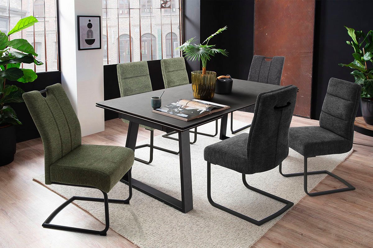 MCA furniture Eettafel NARBONNE onderstel tafel 200-300 cm Keramiek, metaal, eindschuif, uittrekbaar, tafelblad 13 mm, 10-12 personen