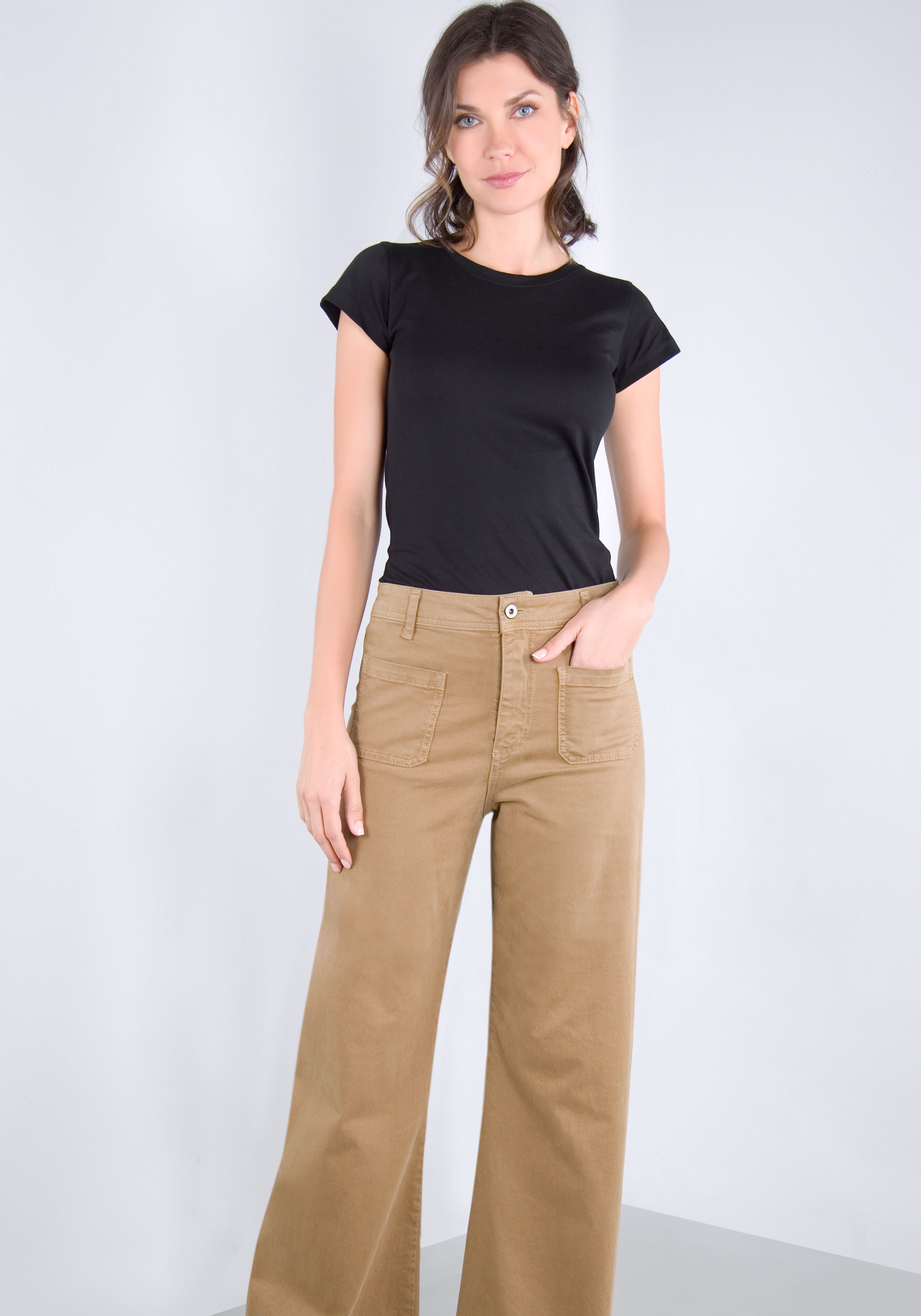 Please Jeans Broek met wijde pijpen van hoogwaardige katoenmix met stretch