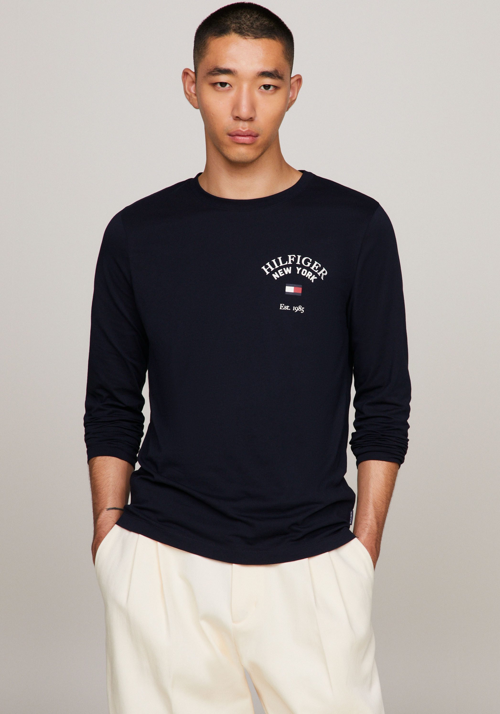 Tommy Hilfiger Shirt met lange mouwen en labelprint model 'ARCH VARSITY'