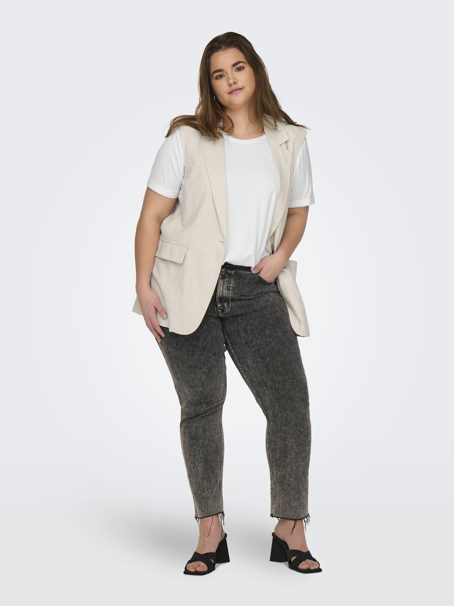 ONLY CARMAKOMA Shirt met korte mouwen CARMOSTER S/S FOLD UP TOP JRS NOOS