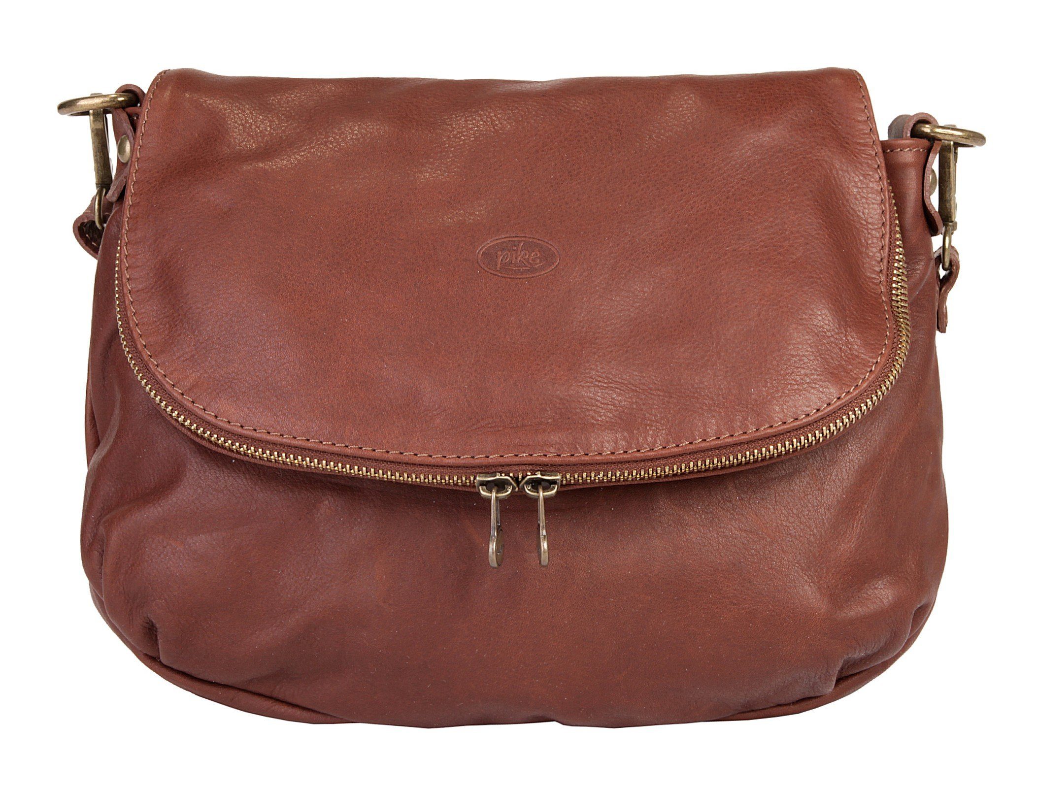 Piké Schoudertas echt leer, made in italy dames tassen maat onesize (29 x 24 x 8 cm - 5 l) bruin