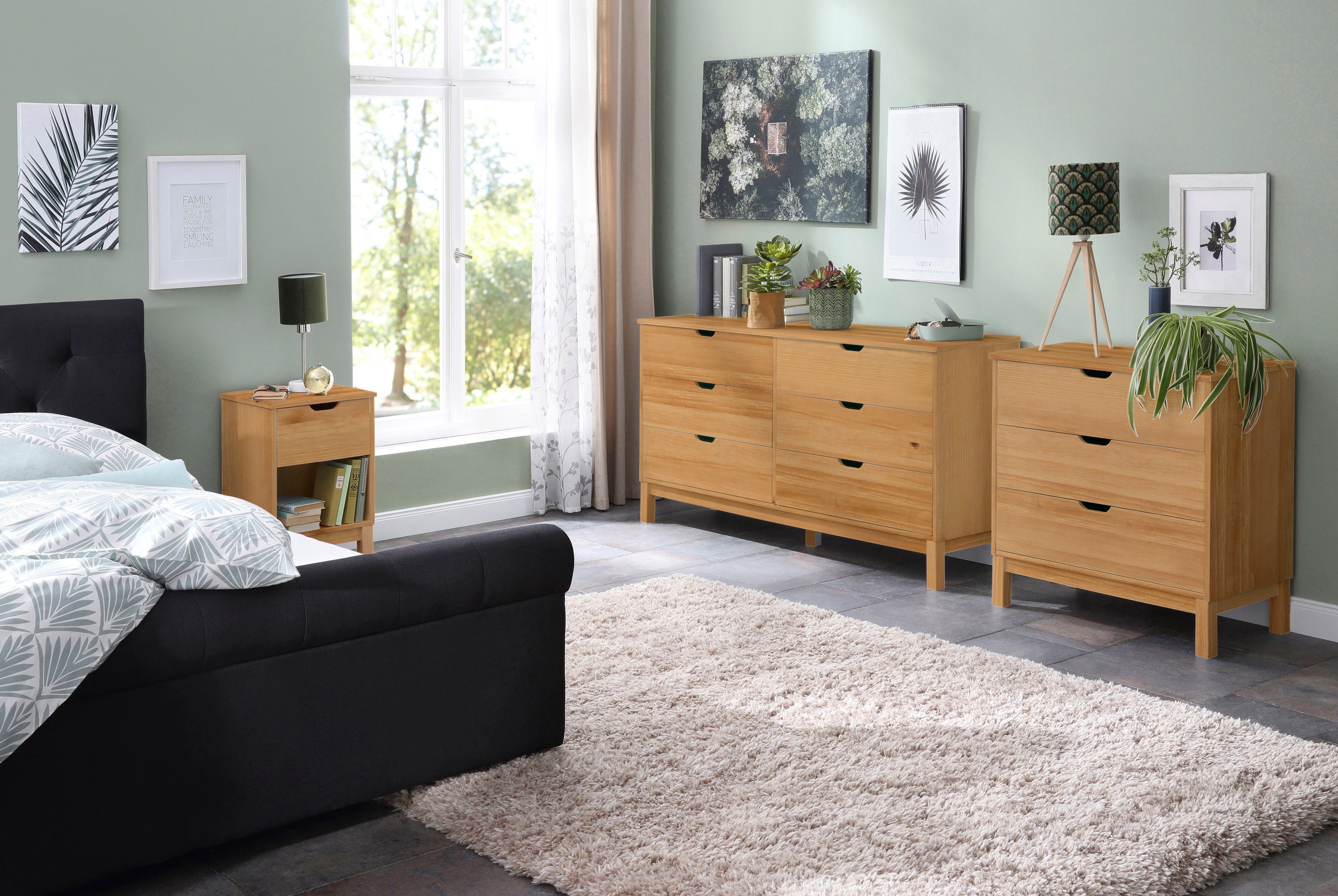 Home affaire Nachtkastje Post massief grenenhout, opbergmogelijkheid door lade, breedte 38 cm