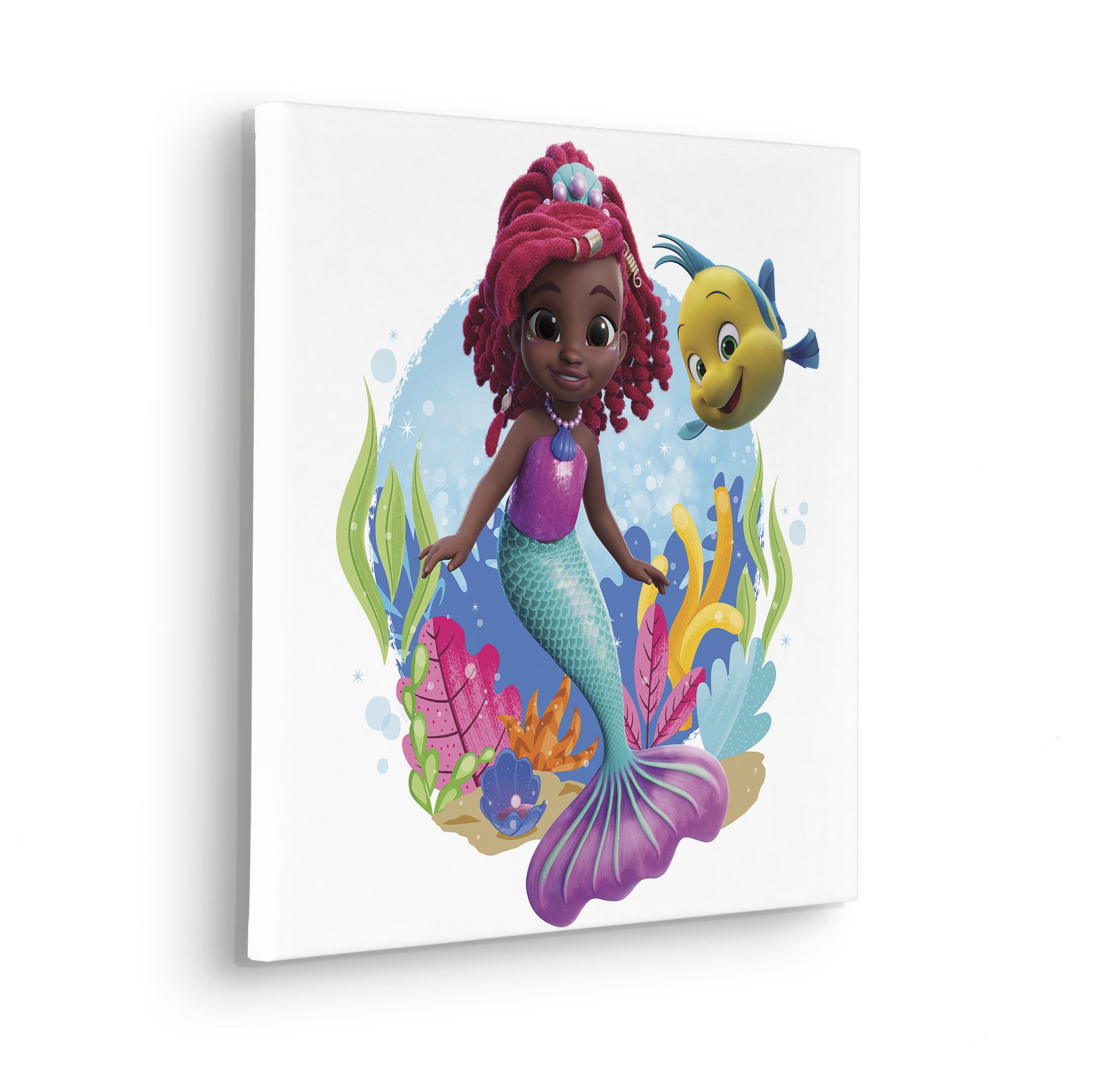 Komar Artprint op linnen Disney Ariel Baby Mermaid 40 x 50 cm (breedte x hoogte) - kinderkamer, decoratie (1 stuk)