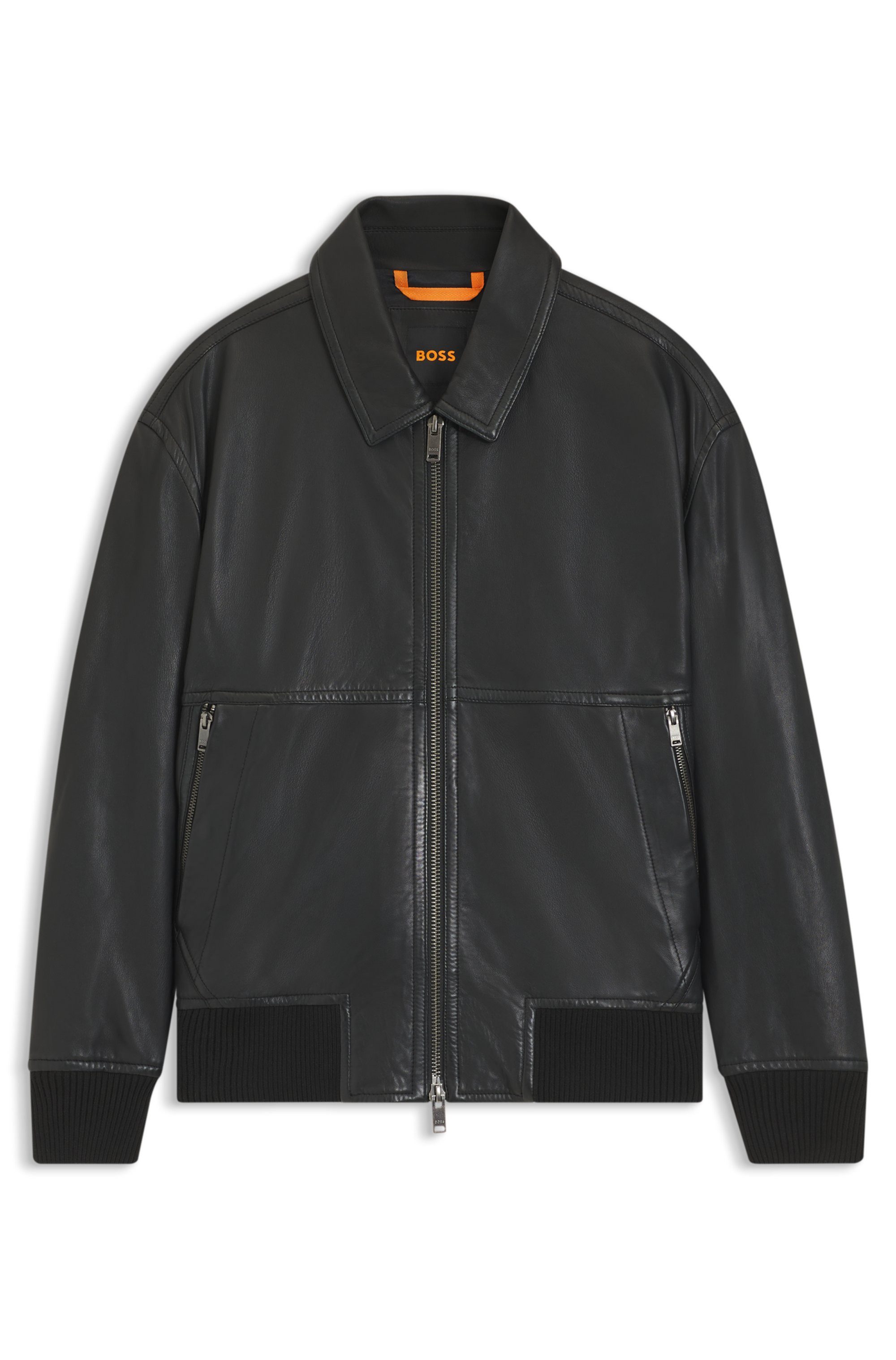 Boss Orange Leren jack Joberg met ritszakken
