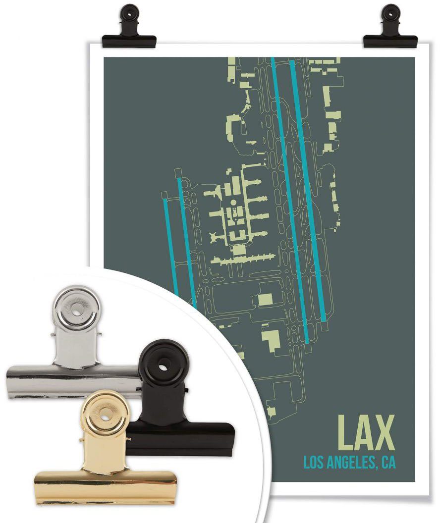 Wall-Art Poster Artprint LAX plattegrond Los Angeles (1 stuk)