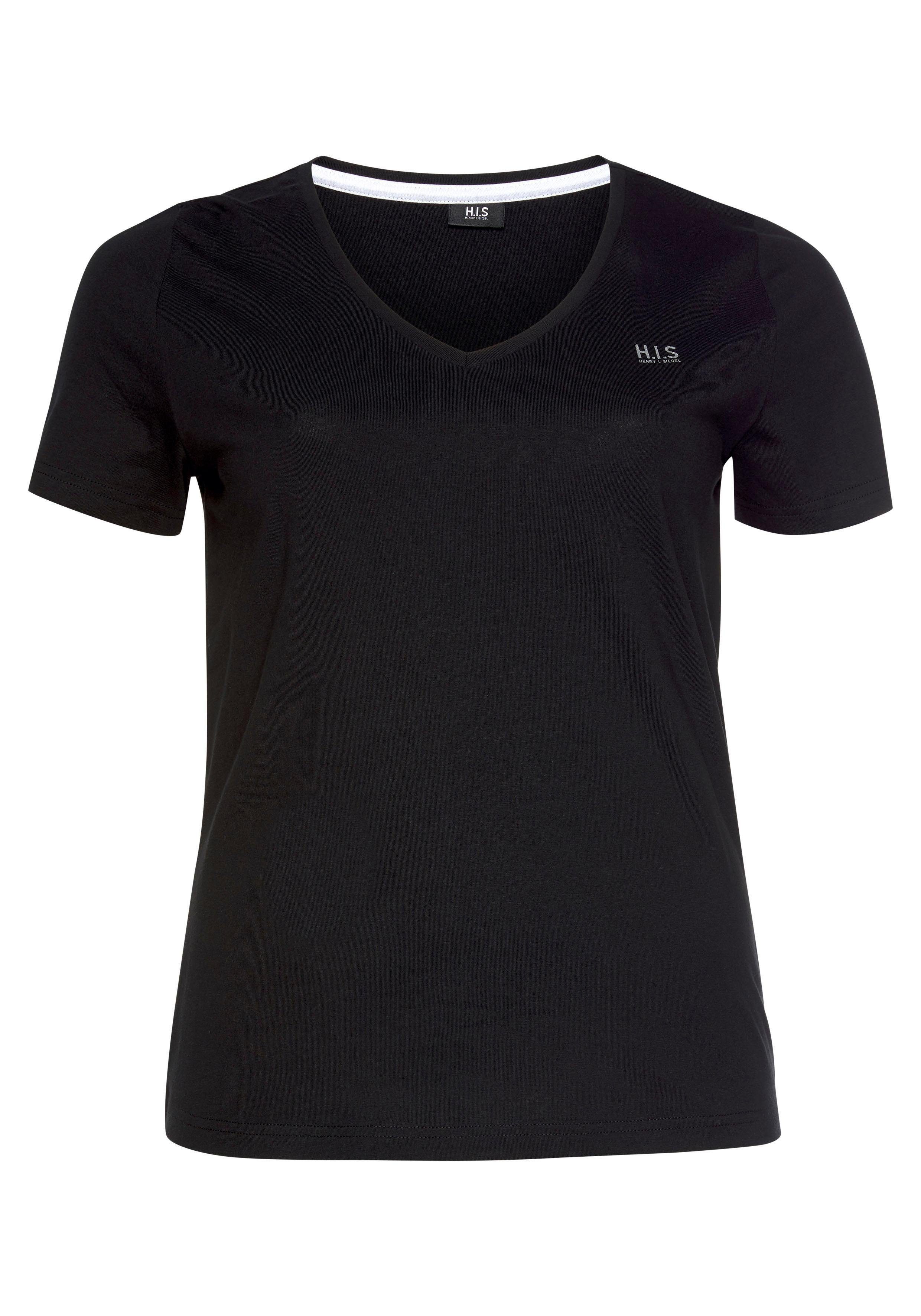 H.I.S T-shirt Essential basics figuurvolgende snit, van katoen (Set van 3)