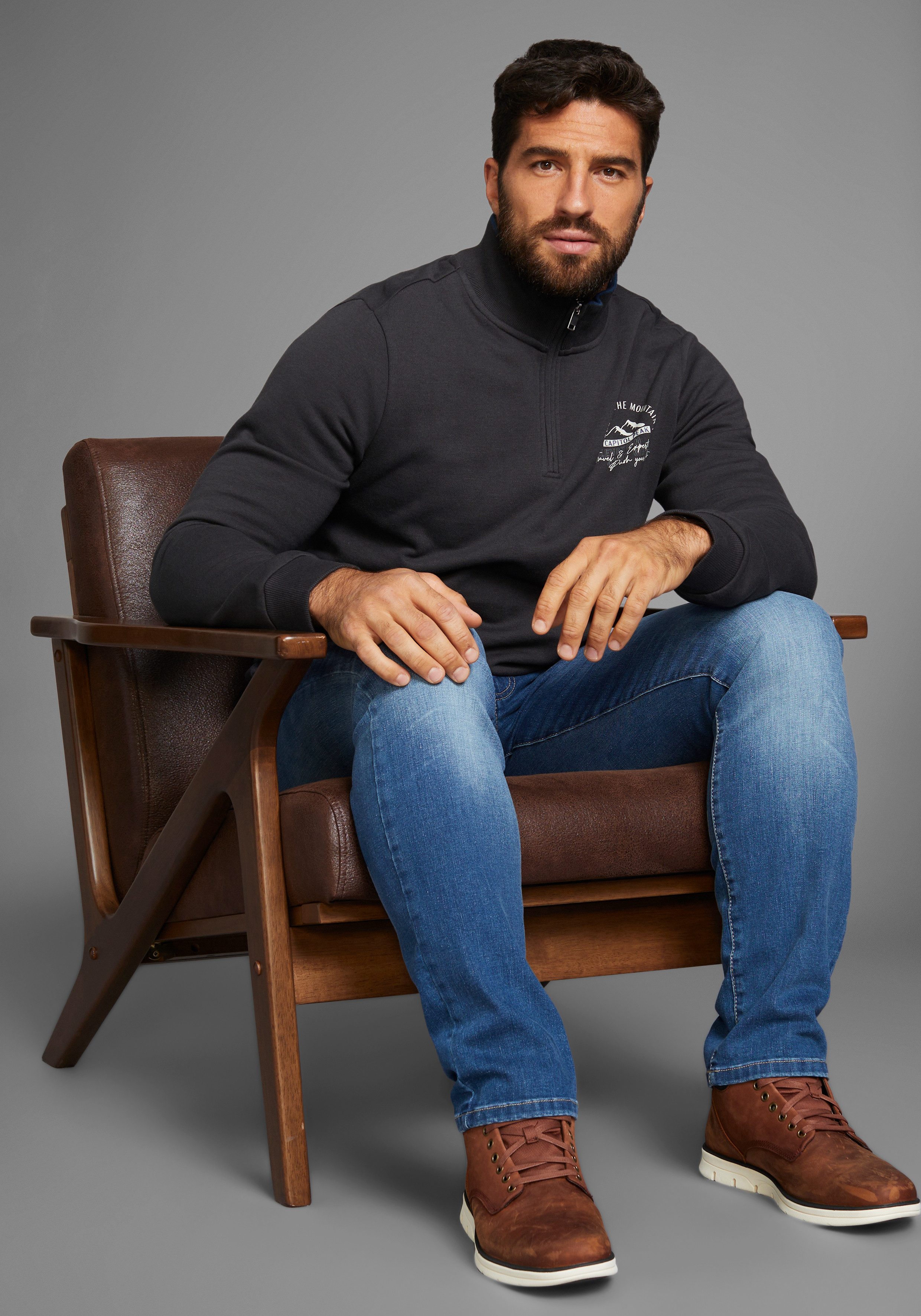Man's World Sweatshirt met contrasterende kraag nieuwe collectie