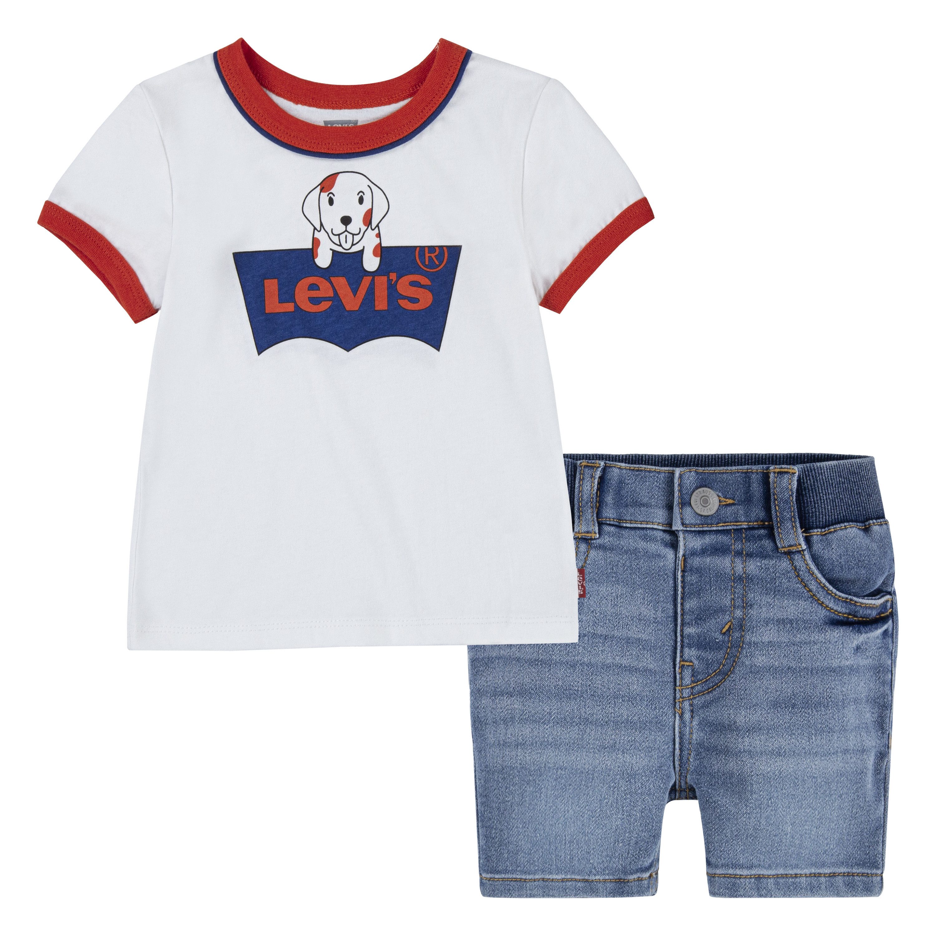Levi's Kidswear Shirt met print en jeansshorts, voor jongens (set, 2-delig)