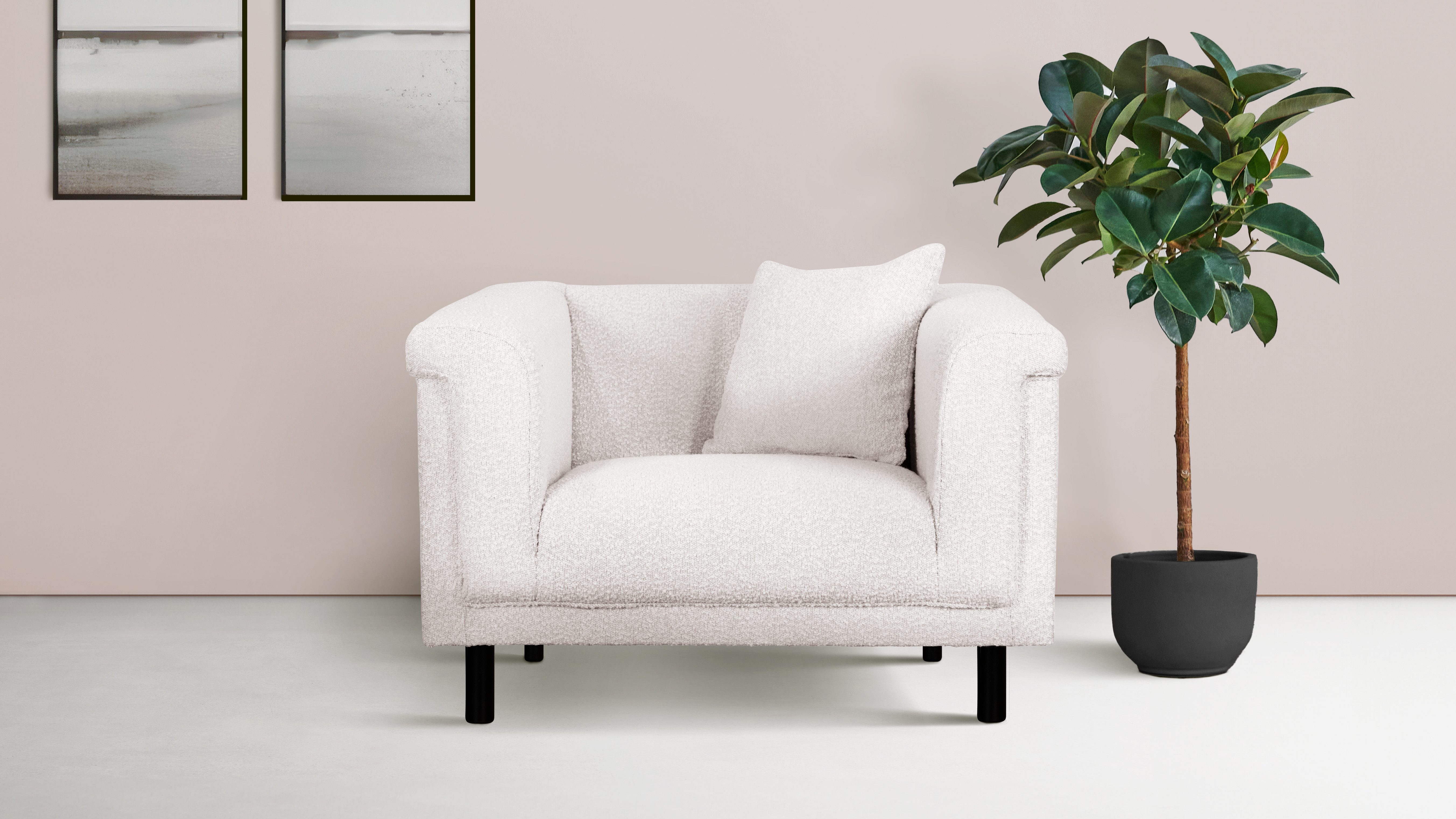 INOSIGN Fauteuil AGNIA BxDxH: 100x85x71 cm incl. sierkussens, ook in cord en bouclé fauteuils maat Bouclé beige