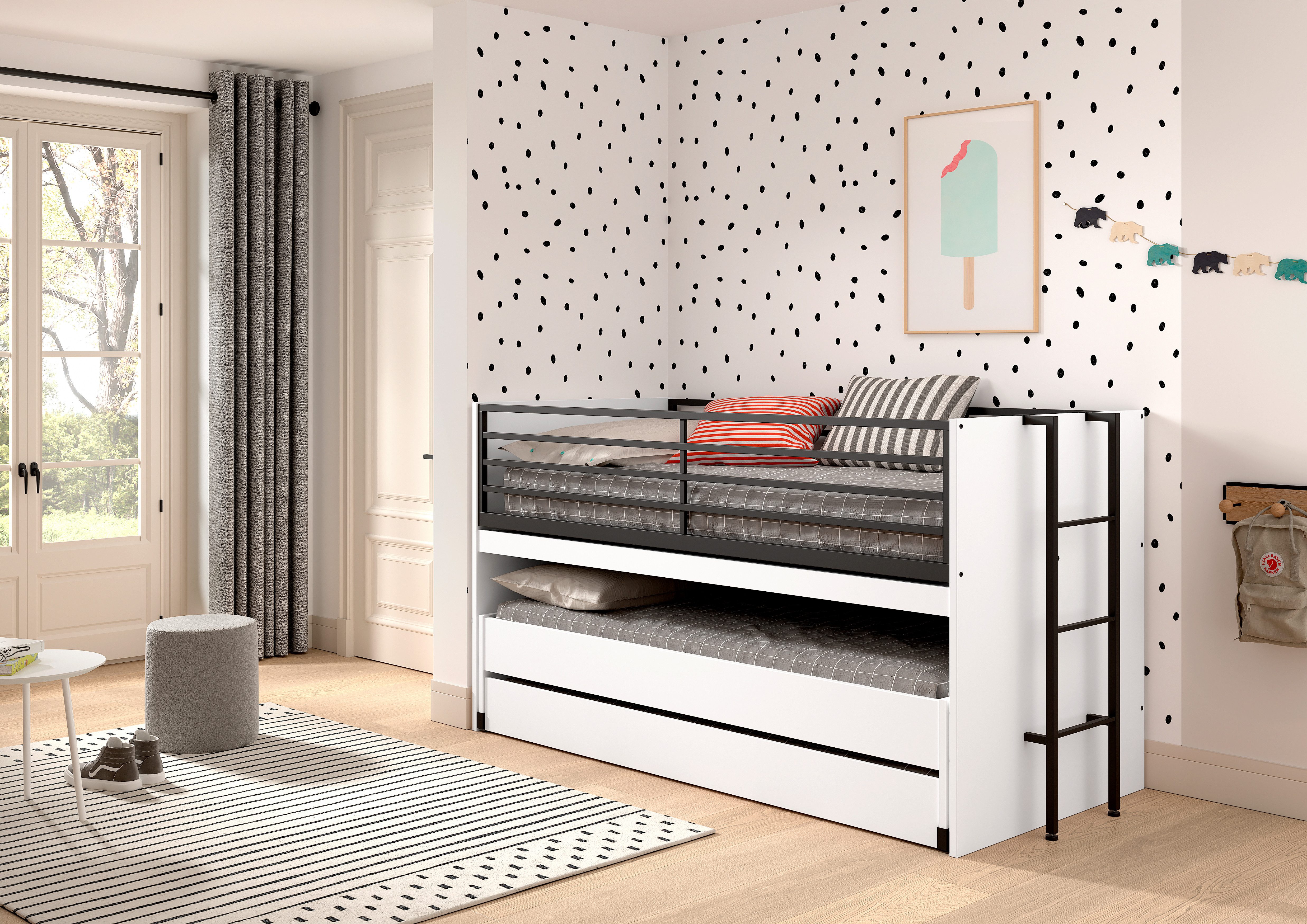 Home affaire Stapelbed voor kleine ruimtes, 2 ligplaatsen, bedlade, inclusief bureau, decor