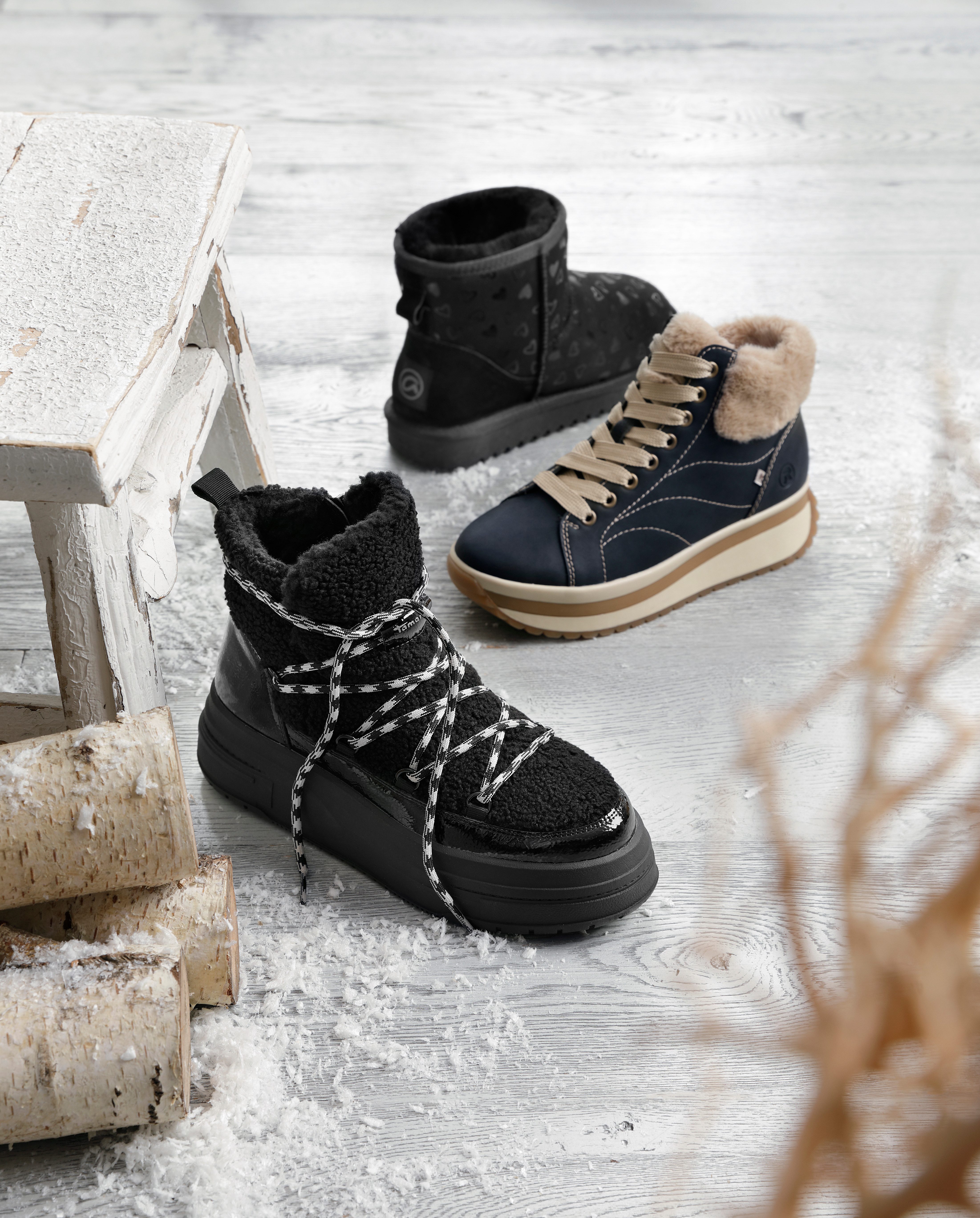 Rieker EVOLUTION Winterlaarzen Wedge sneakers, plateaulaarzen met faux-bont kraag