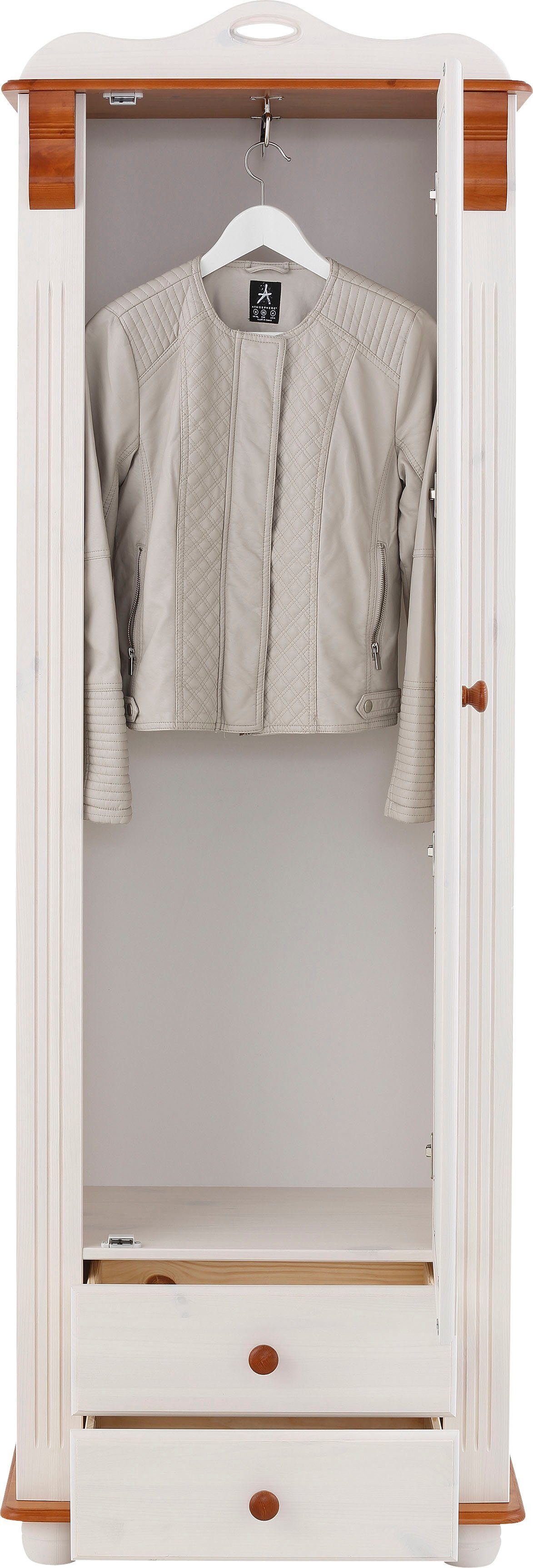 Home affaire Kledingkast ADELE met spiegel, breedte 63 cm, met 2 lades, van massief dennenhout, fsc®
