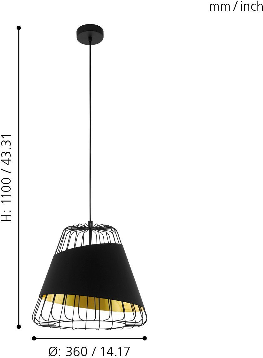 EGLO Hanglamp AUSTELL zwart / ø36 x h110 cm / excl. 1x e27 (elk max. 60 w) / hanglamp
