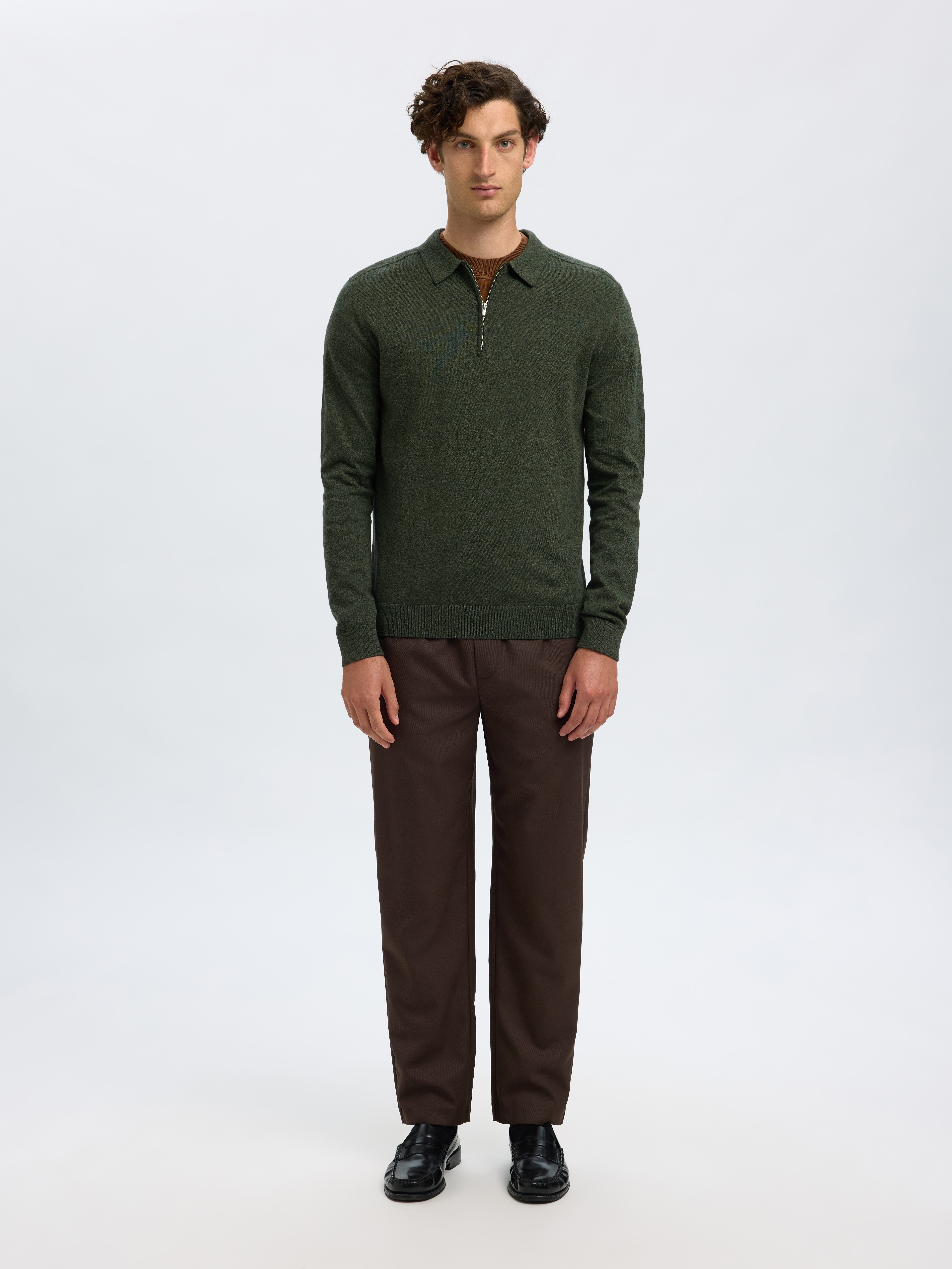 SELECTED HOMME Trui met polokraag SLHBERG LS HALF ZIP POLO NOOS