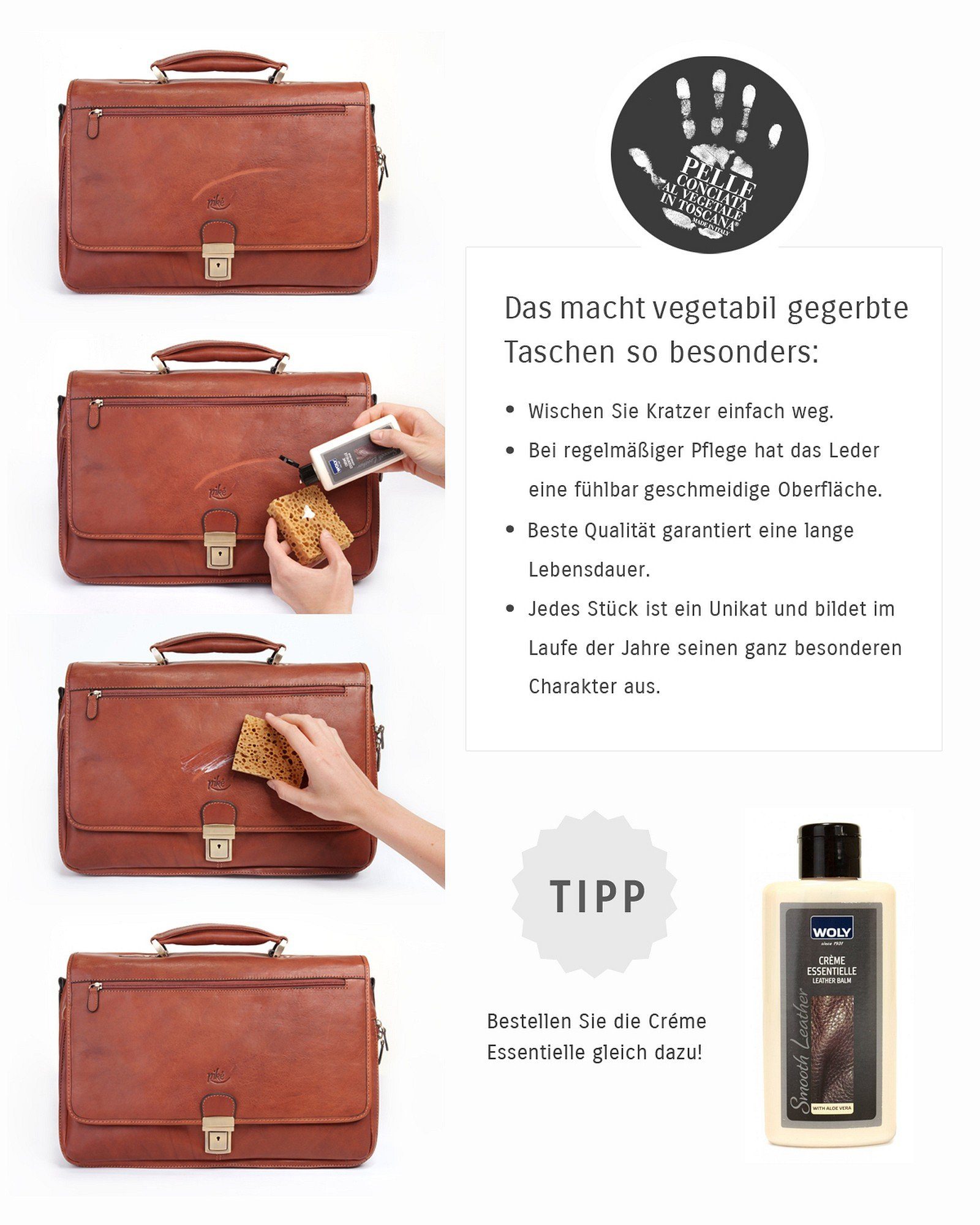 Piké Schoudertas echt leer, made in italy