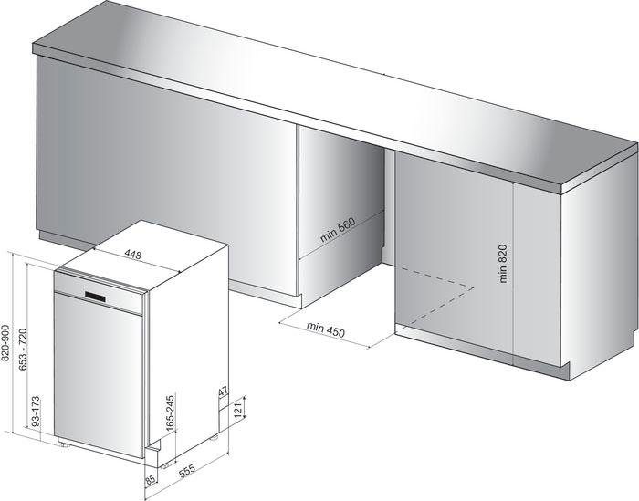 Privileg Deels integreerbare vaatwasser RSBO 3T224 X, 82 cm x 44,8 cm