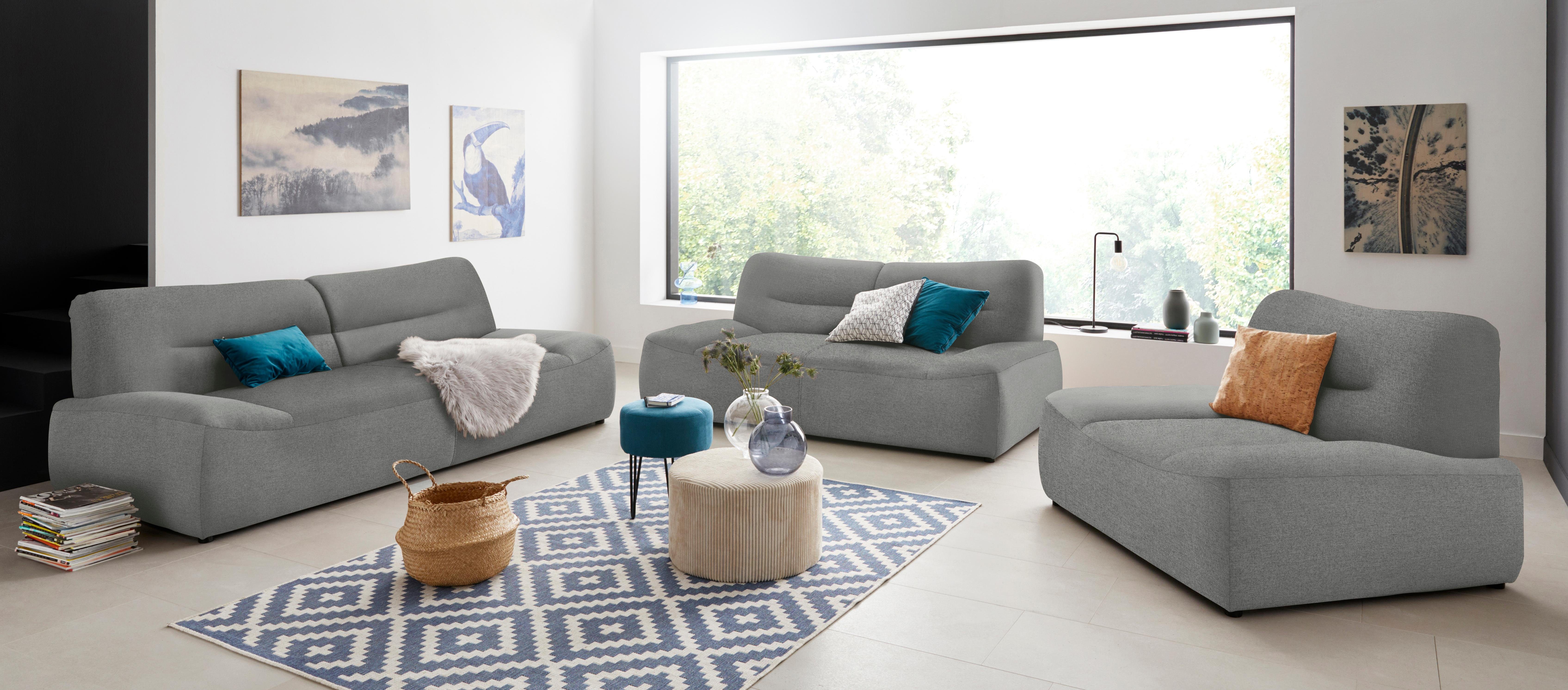 DOMO collection 2-zitsbank Cesena moderne bank met platte armleuningen, comfortabel