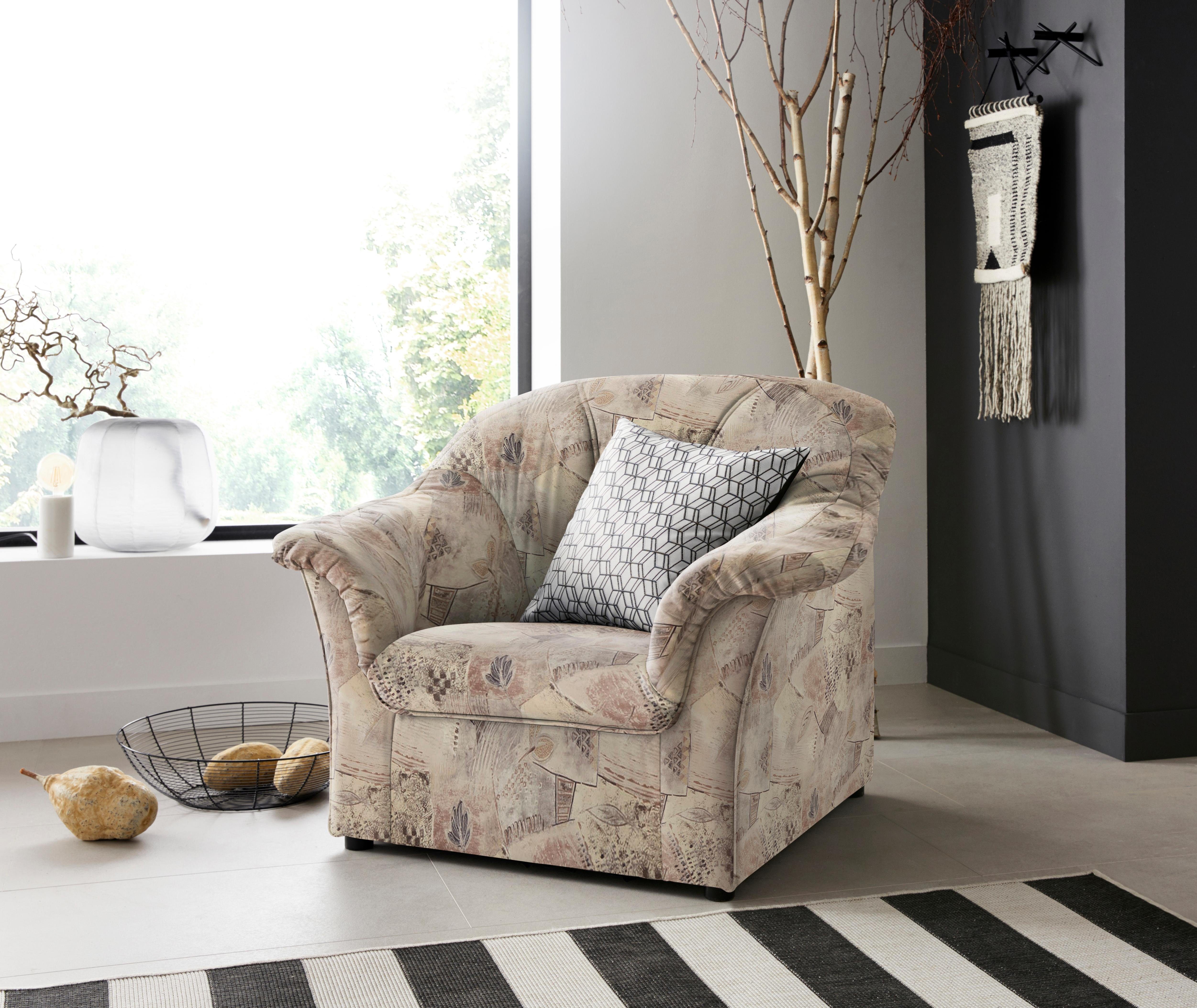 DOMO collection Fauteuil Pegnitz tijdloos, elegante armleuningen, comfortabel fauteuils maat Luxe-microvezel bruin