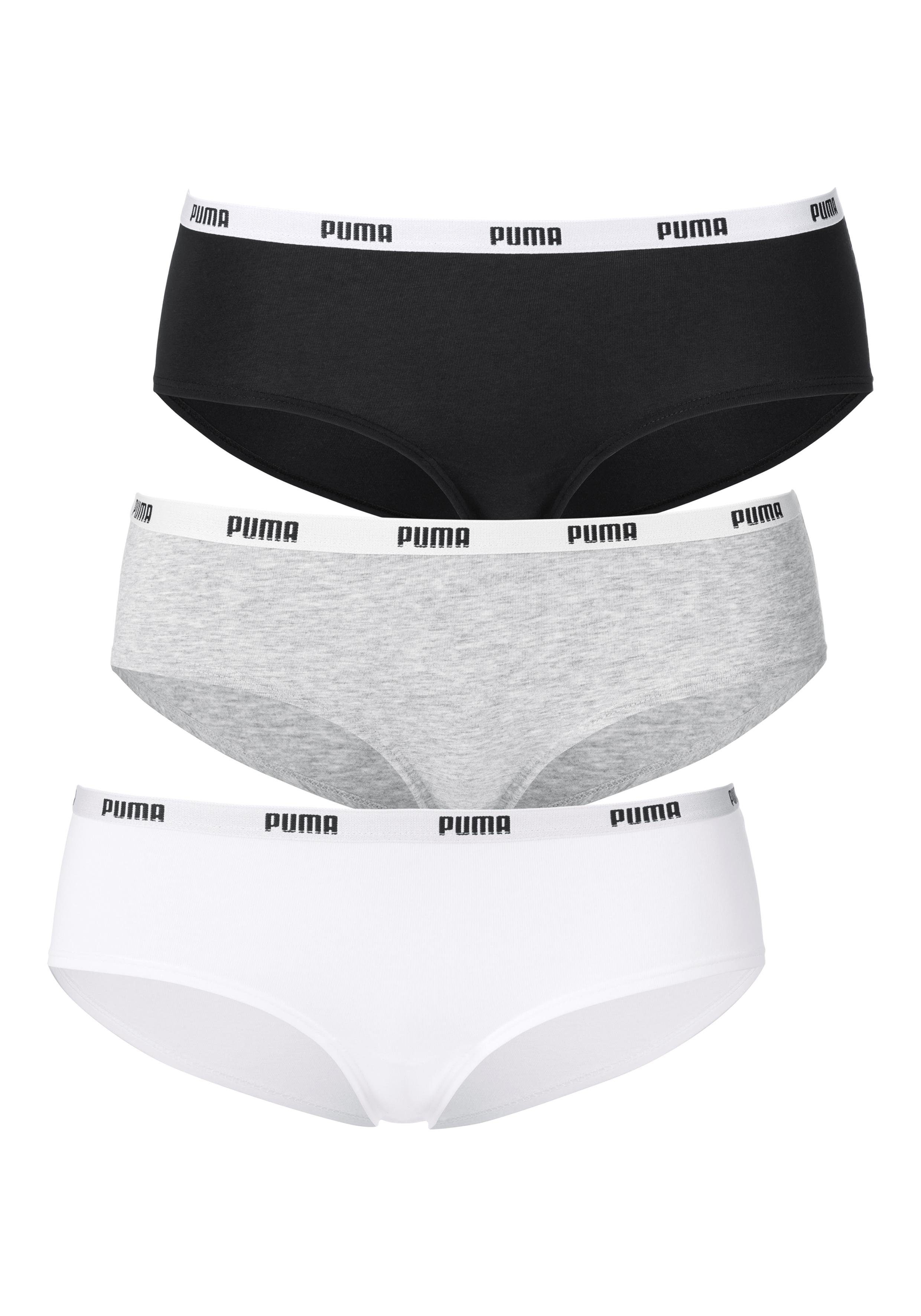 PUMA Hipster met logoband (3 stuks) dames lingerie maat XL wit